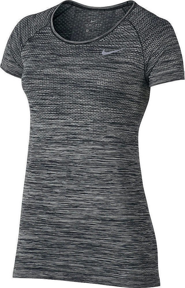 Nike Dry Dri-Fit Womens Running Shirt M Gray Fitness Short Sleeve 831498 010 NEW