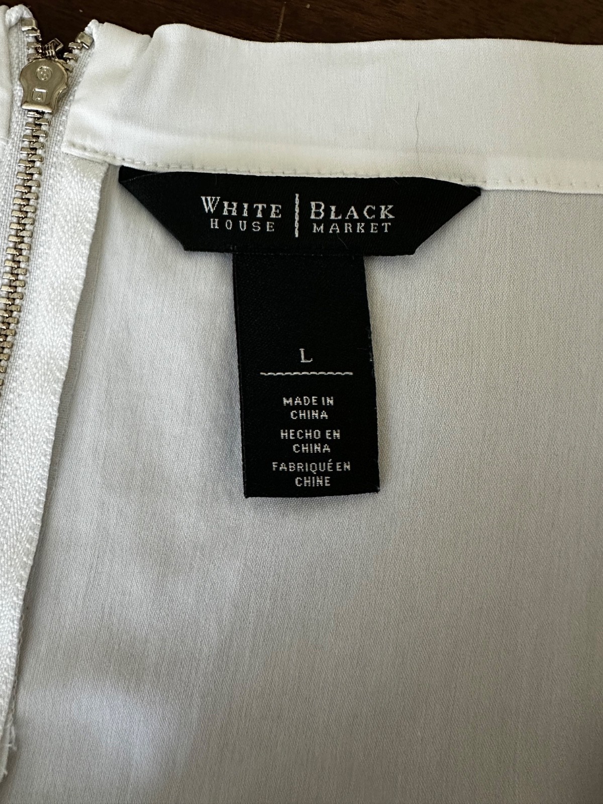 White House Black Market Off Shoulder Blouse Zip Back Size Large (TWO)