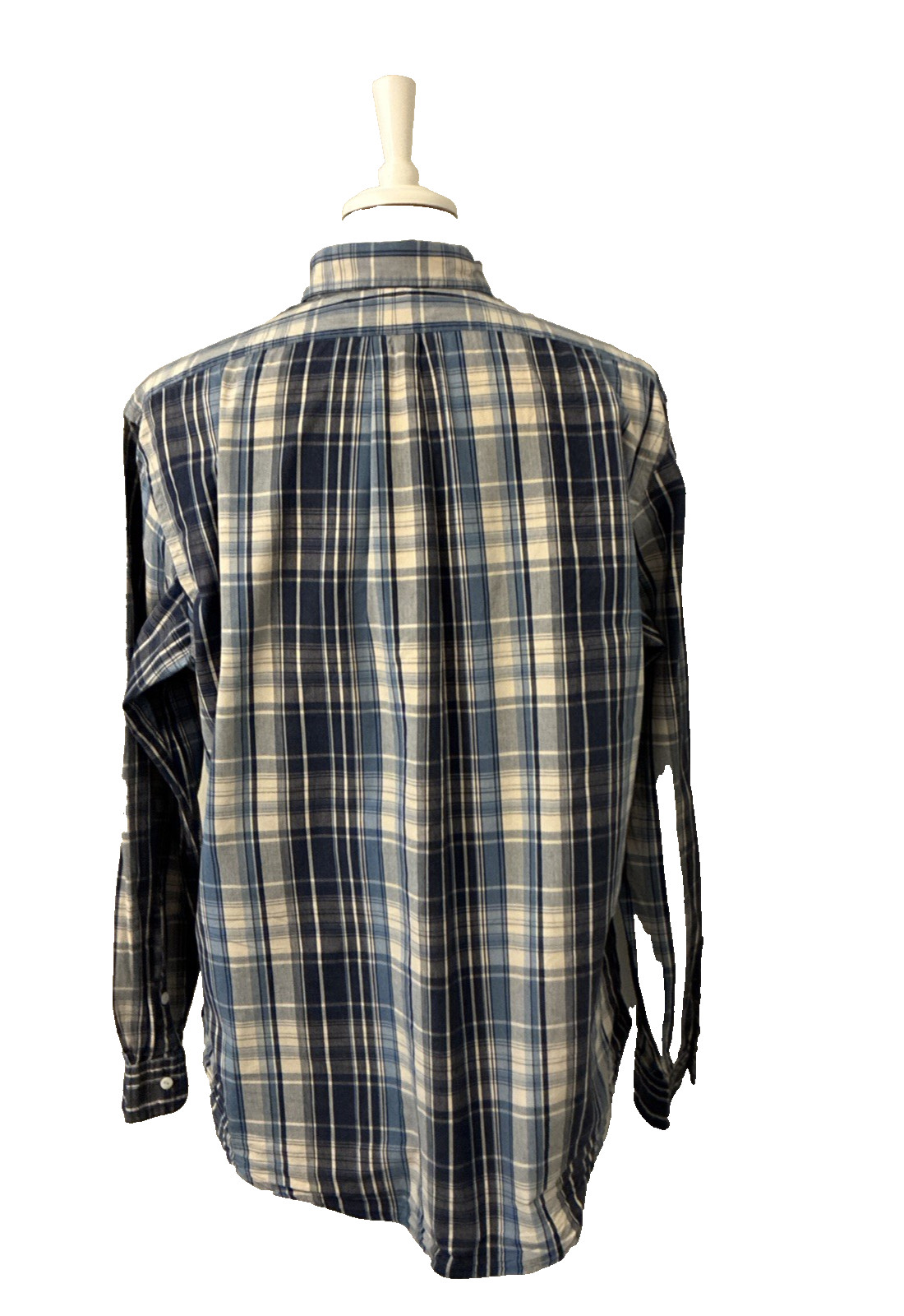 Ralph Lauren Custom Fit Blue White Plaid Long Sleeve Button Pony Shirt XXL