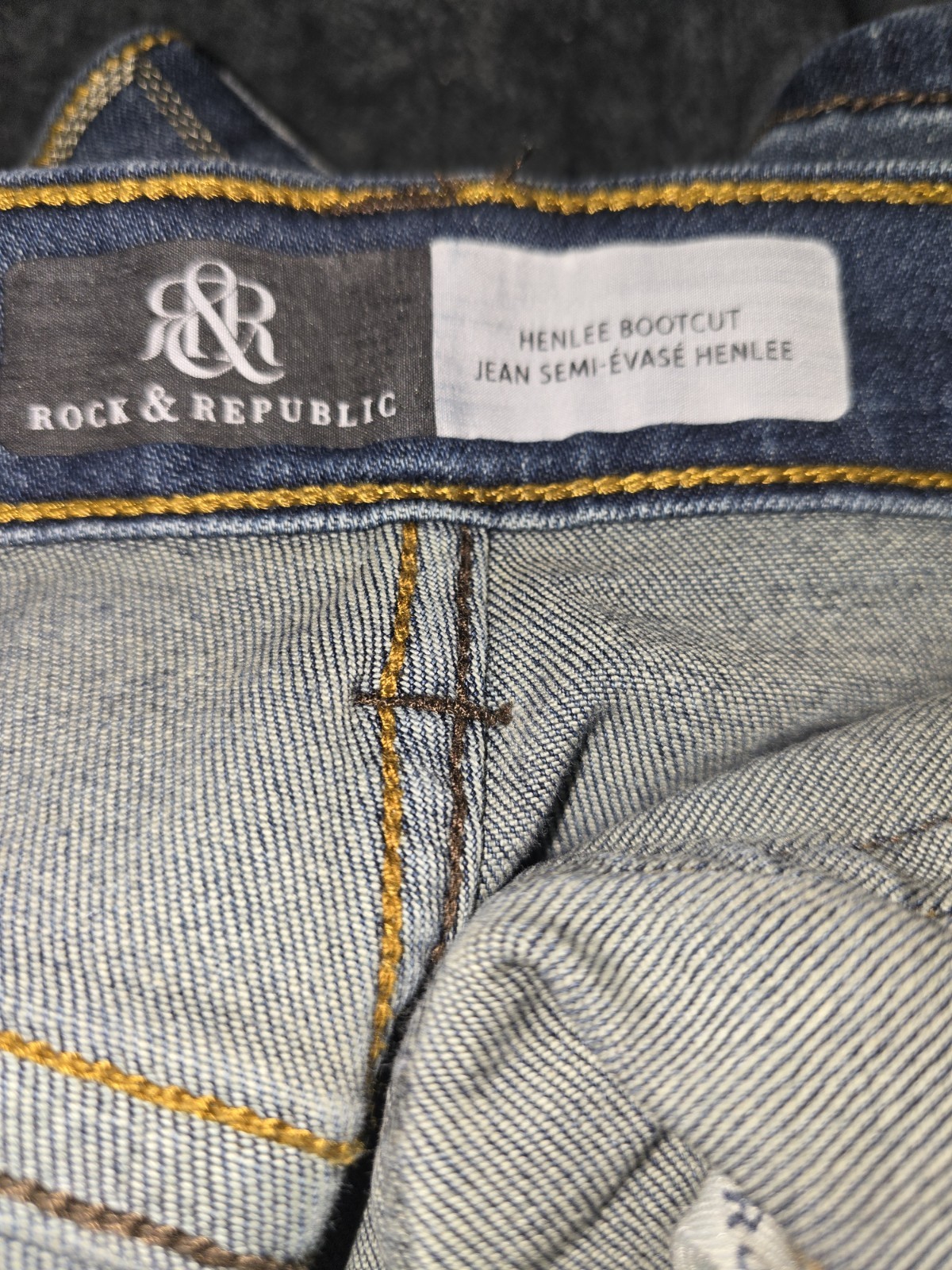 Rock & Republic Men’s Blue Medium Wash Bootcut Denim Jeans Size 34 Logo