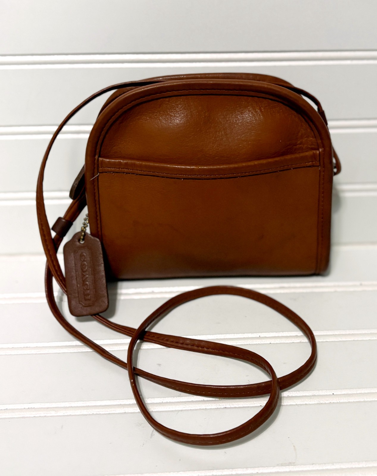 COACH Vintage Abby British Tan Brown Leather Small Crossbody Shoulder Bag 9017