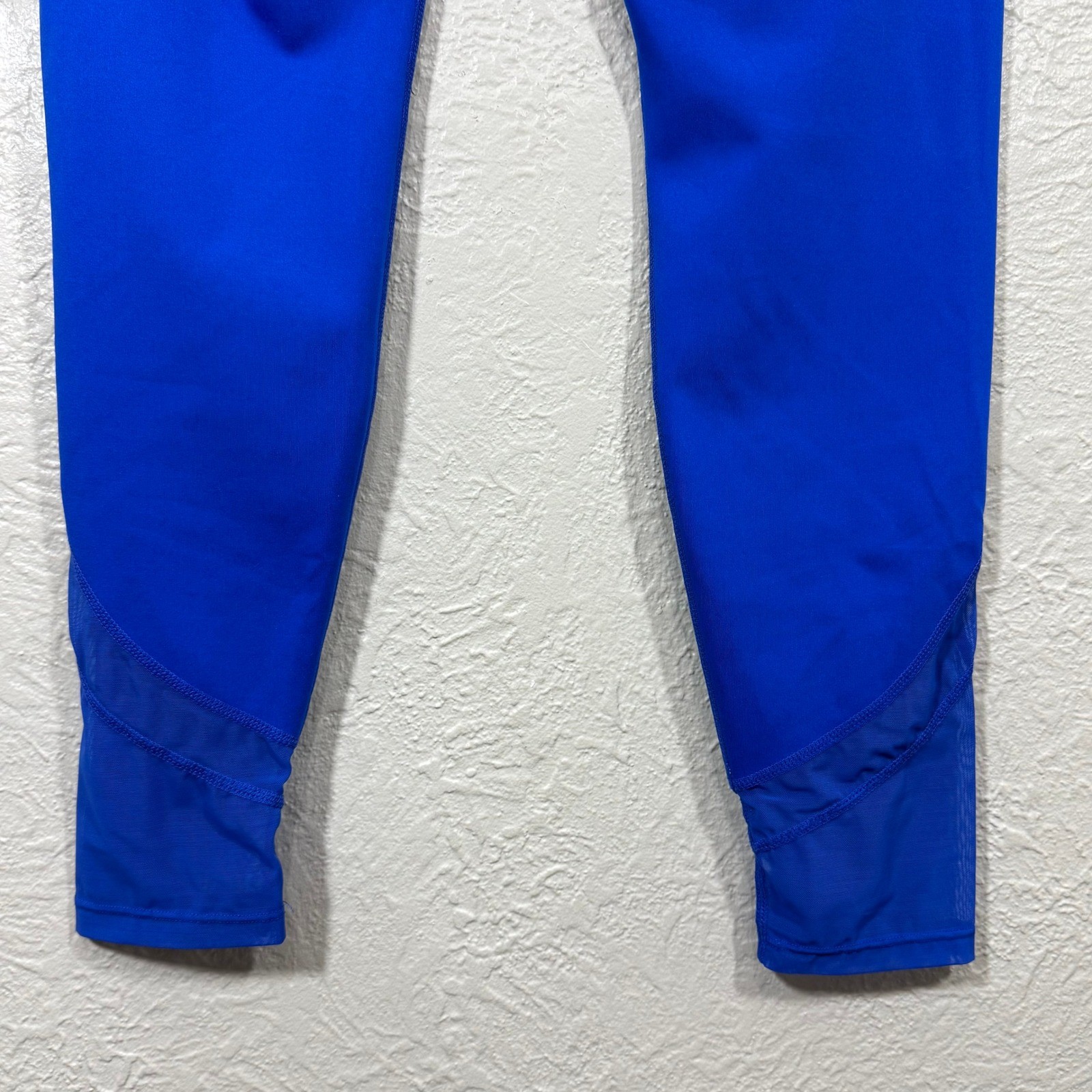 Yvette Leggings Large Royal Blue Mesh Compression Hi Rise Tennis Prep Yoga Gym