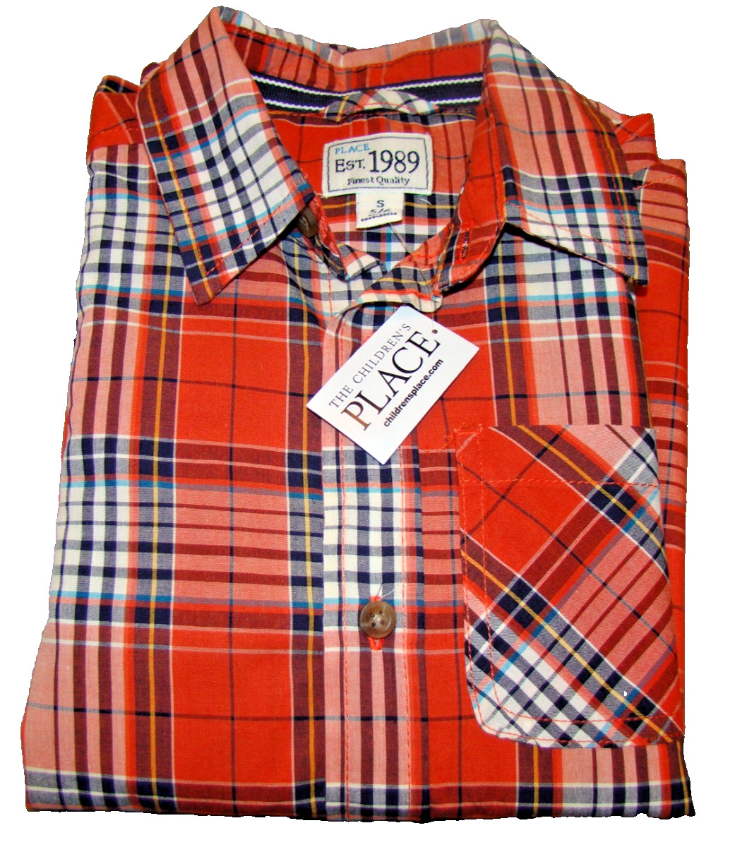 NWT The Children’s Place Boys Size Small 5-6 Plaid Long Sleeve Button Shirt