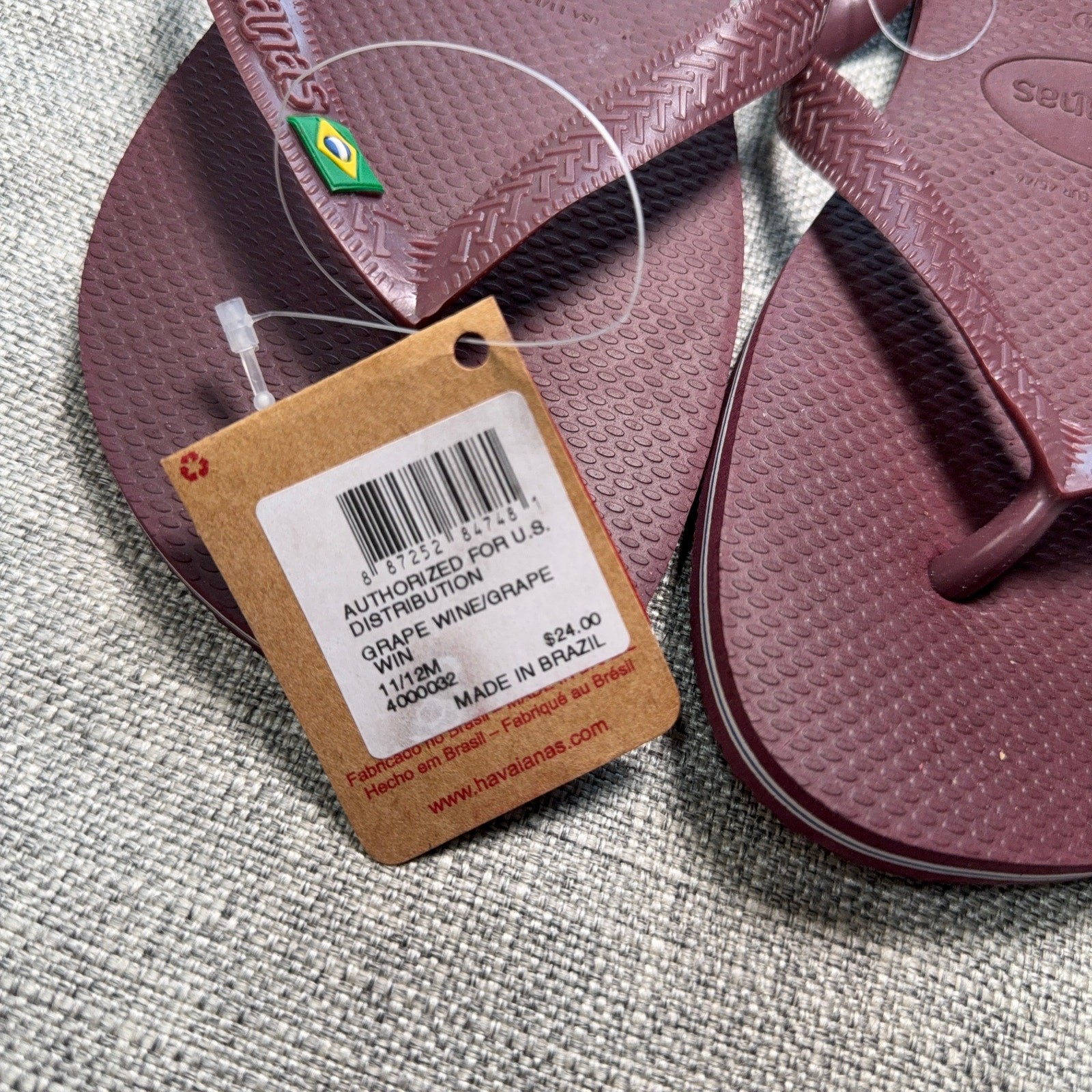 Havaianas Top Flip Flops Men’s 11-12 Grape Wine Burgundy Sandals NWT Brazil