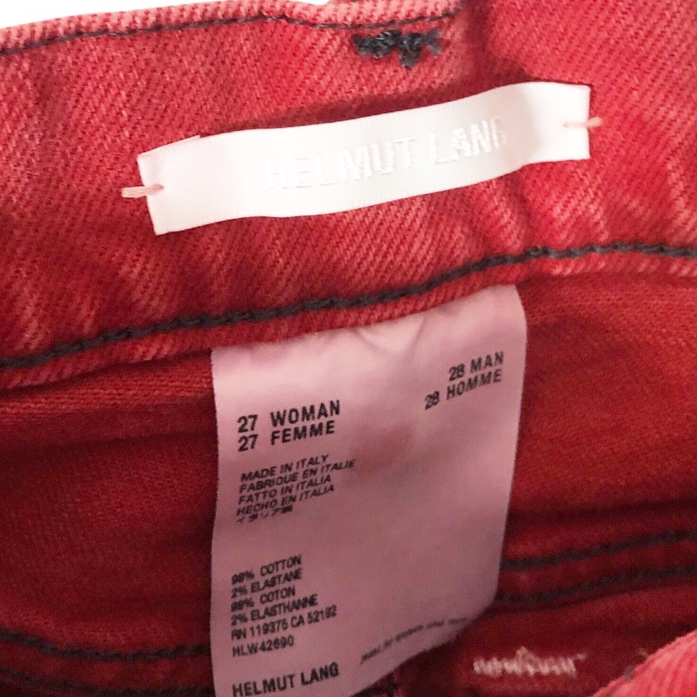 Helmut Lang Red High Waisted Femme Hi Spikes Jeans Red 27 26” Womens