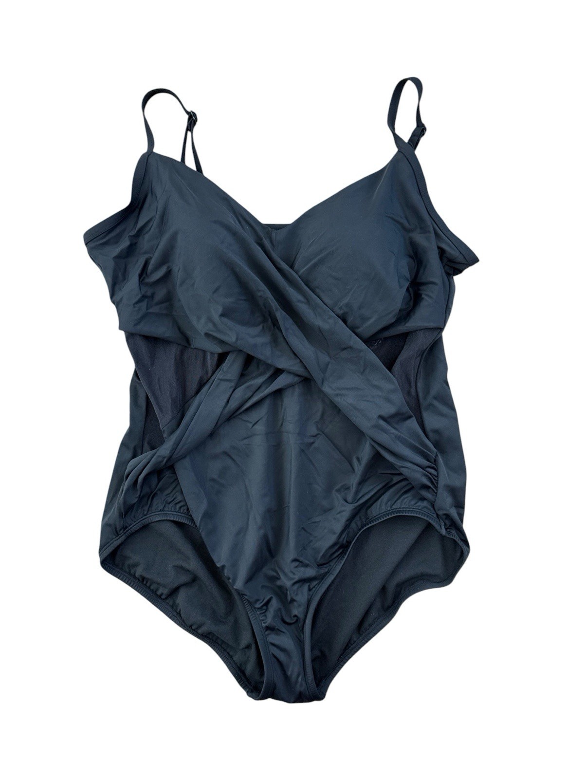 Embrace Your Curves by Miracle Brands 3X 24W-26W Black 1 Piece Swimsuit New