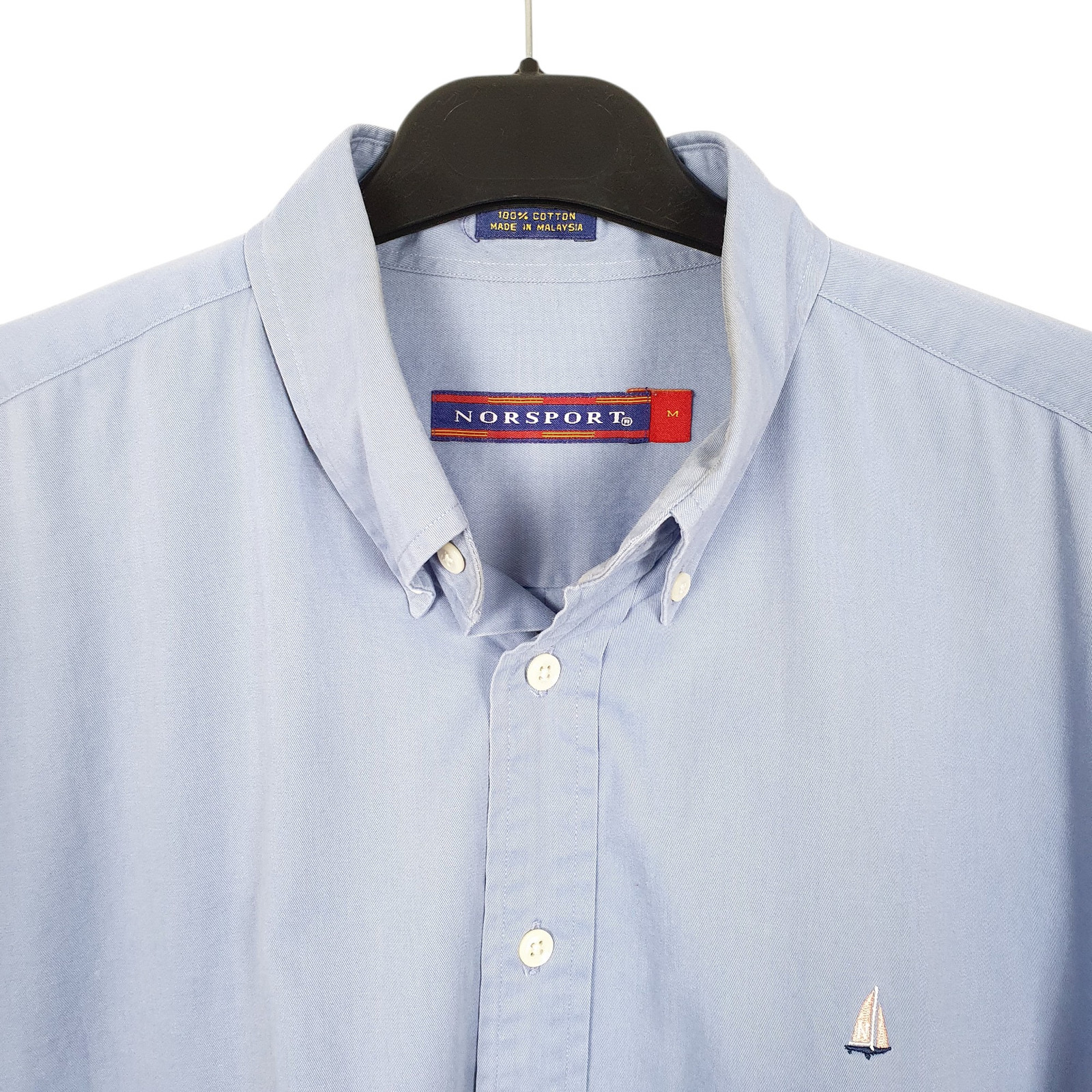 NORSPORT Blue Shirt Long Sleeve Casual Cotton Mens M