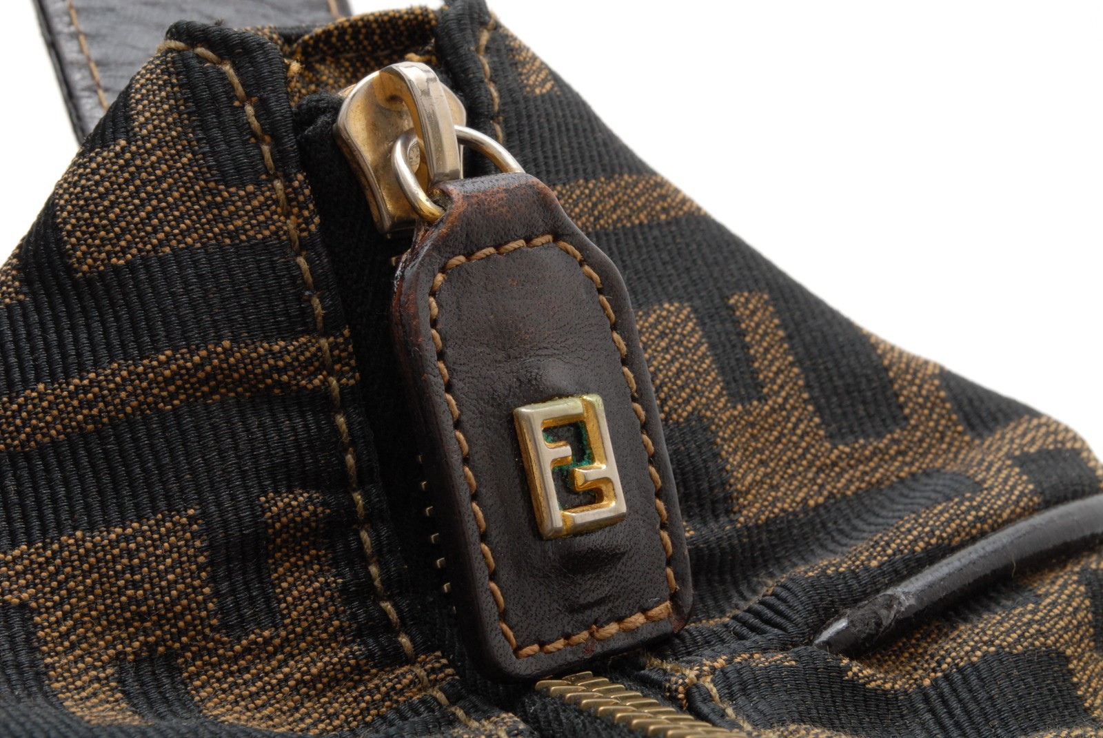FENDI Zucca Vanity Handbag Brown Canvas