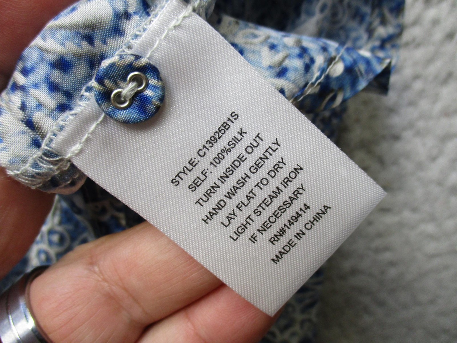 Johnny Was Blouse Womens Small Blue Zeeland Silk Floral Print Boho Tunic Top