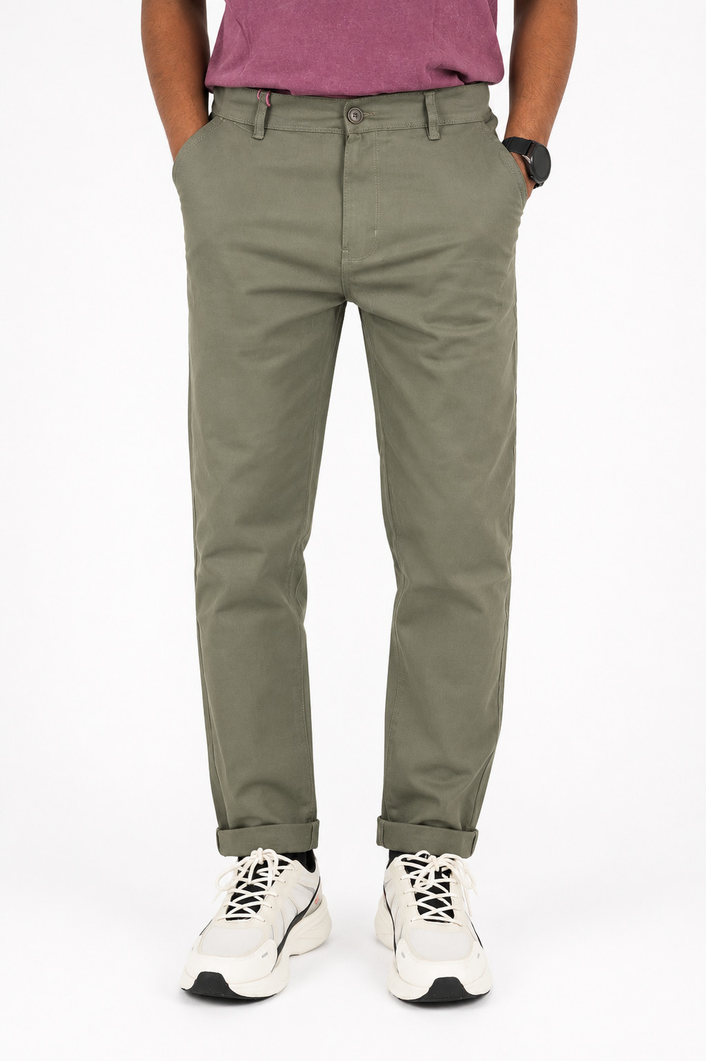 Mens Slim FIT Stretch Chino Trousers Casual Flat Front Flex Classic Full Pants