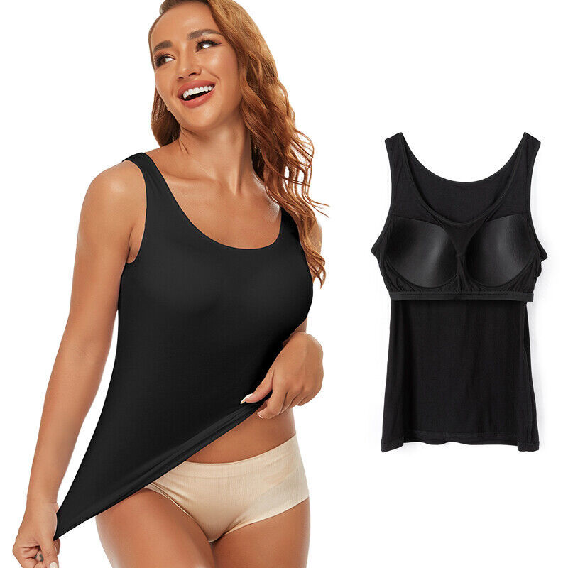 Women Slimming Cami Padded Seamless with Built-in Bra Vest Tank Tops Body Shaper