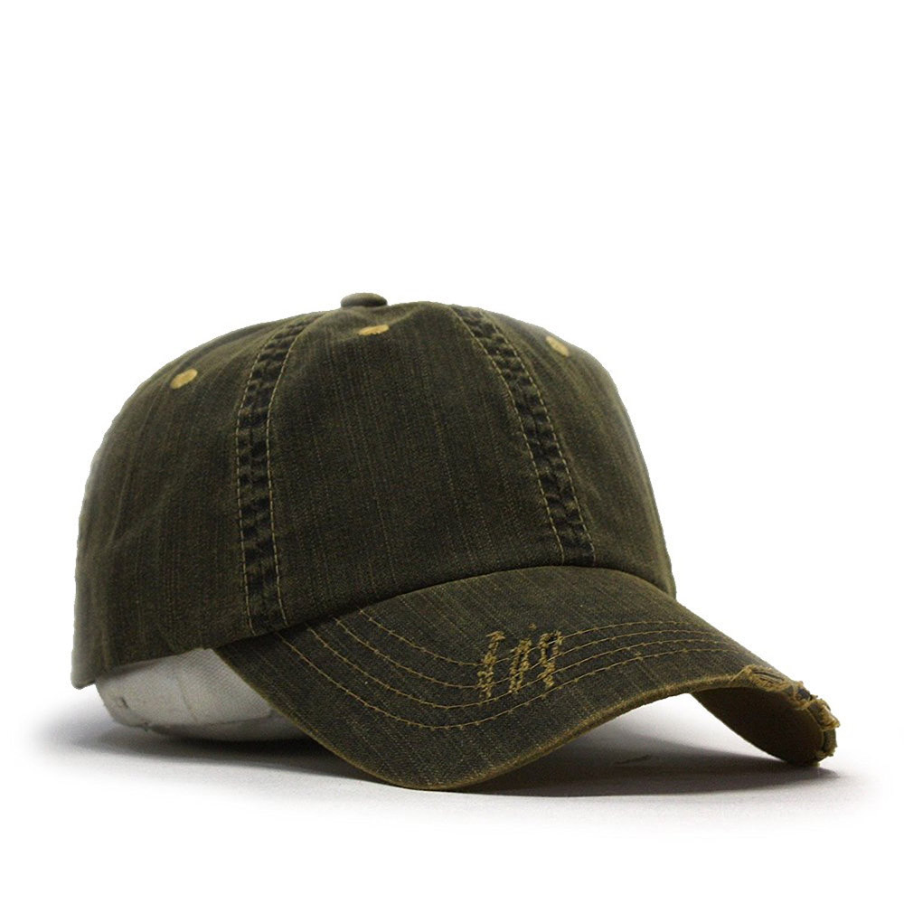 NEW Distressed Herringbone Cotton Baseball Cap Black Olive Brown Khaki Navy hat