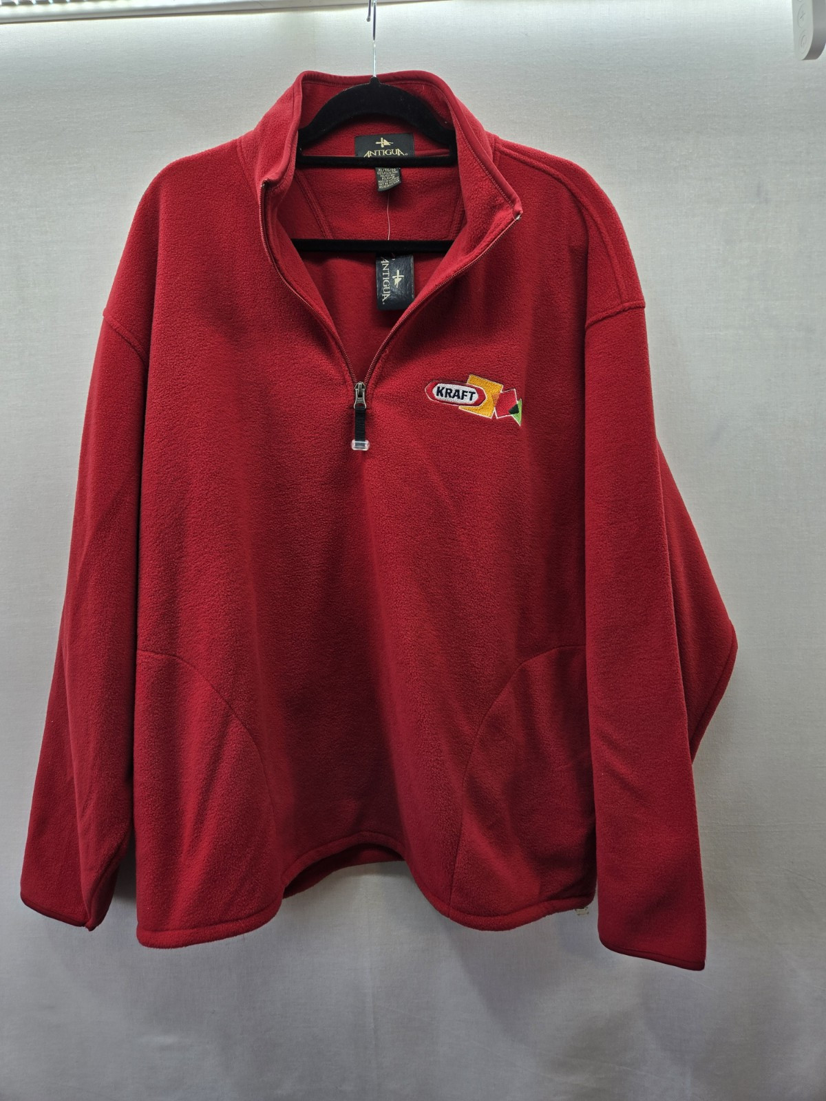 Vintage Kraft Pullover Antigua Sweatshirt Red Logo 1/4 Zip Fleece 5280 Mens Xl