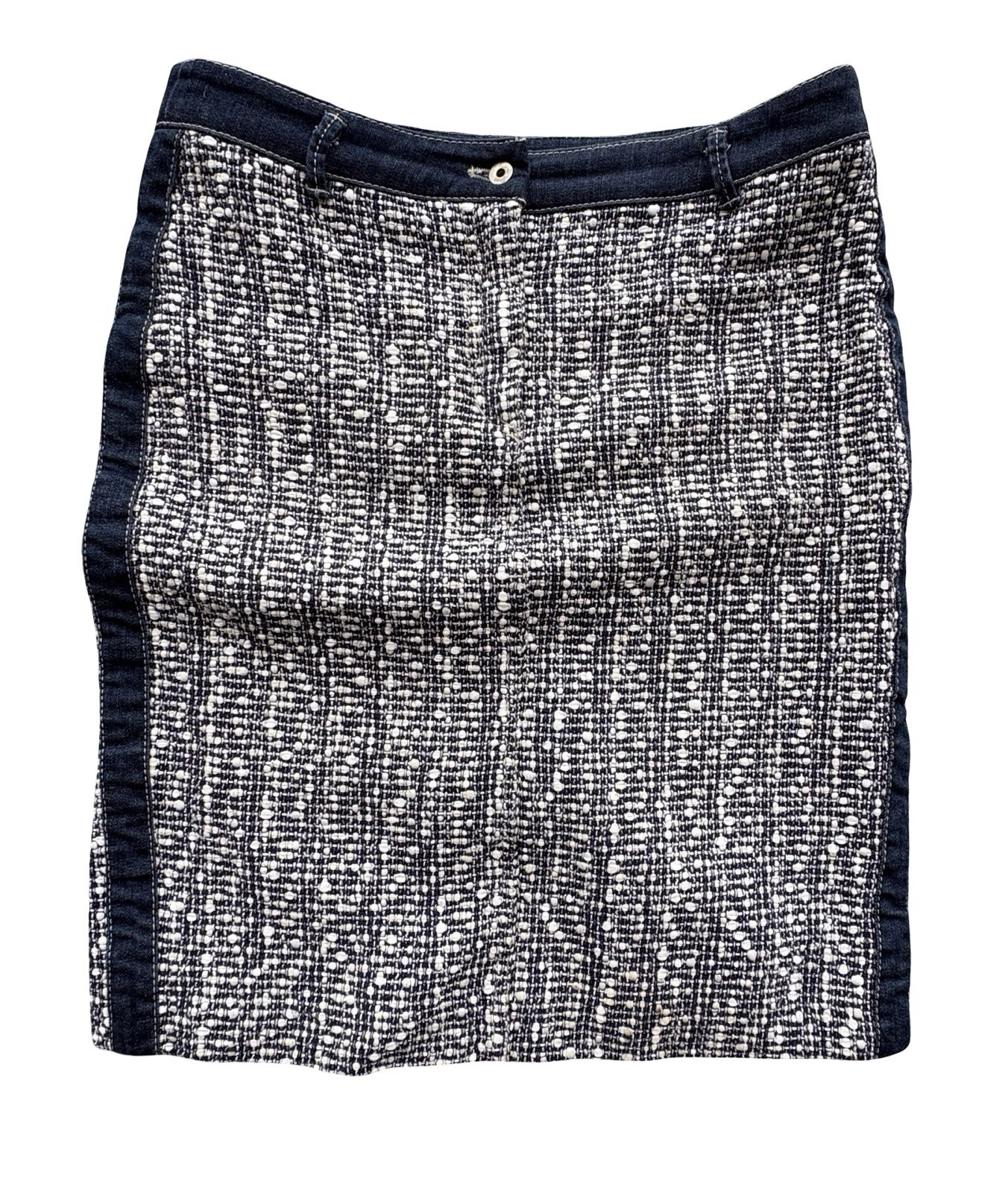 Apanage Women’s Tweed Boucle Skirt Navy White Smart Casual Size 34 UK 8