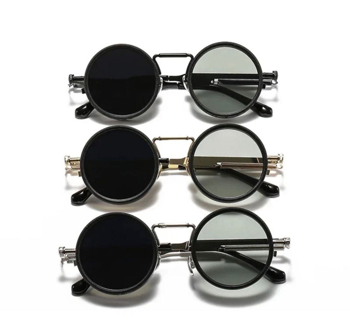 Vintage Steampunk Round Polarized Sunglasses ND9 Adjustable Dimming UV400 MensX