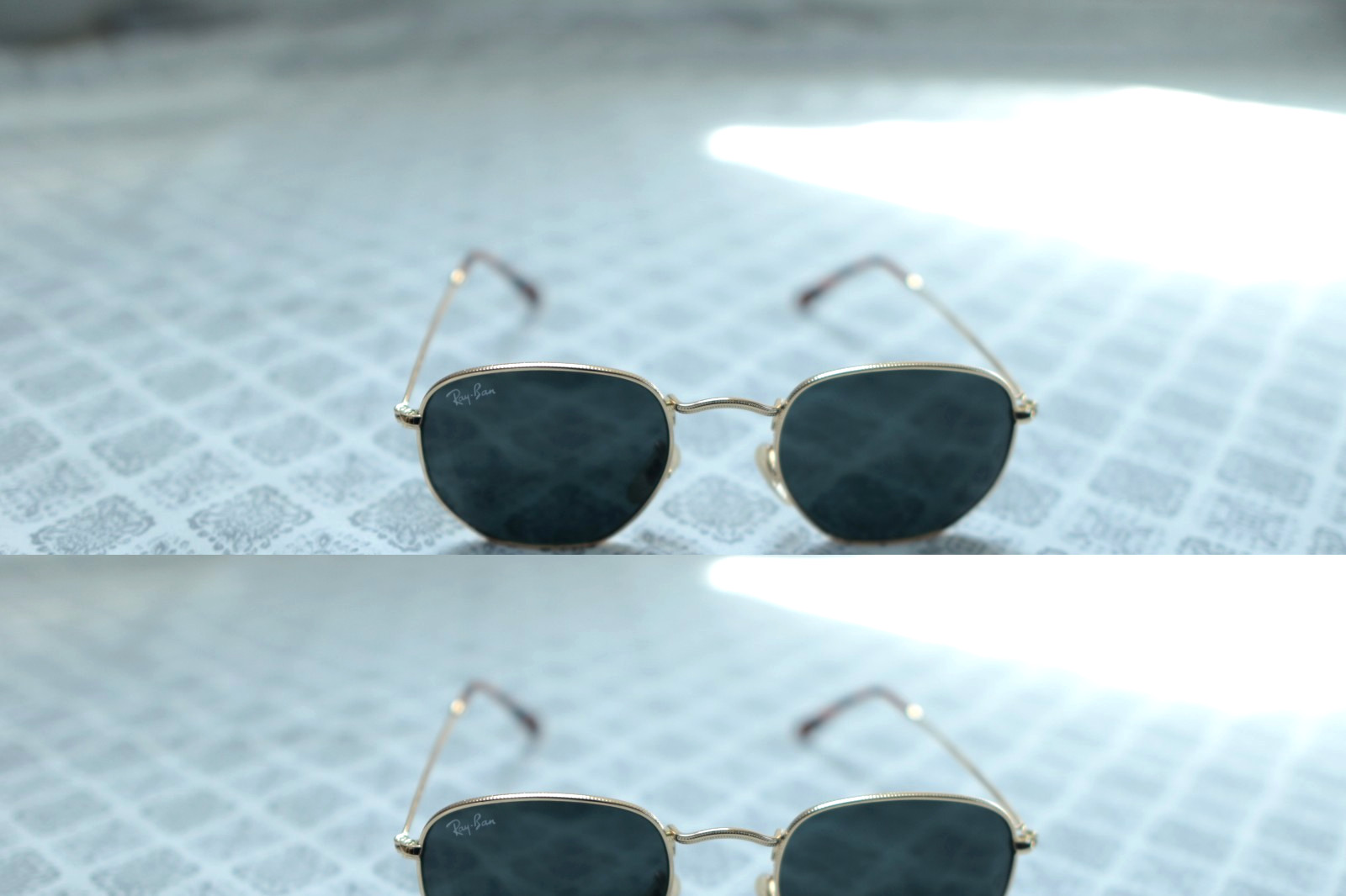 Ray-Ban Hexagonal Flat Lens Sunglasses Gold 51-21 | New with Case | Fast Ship