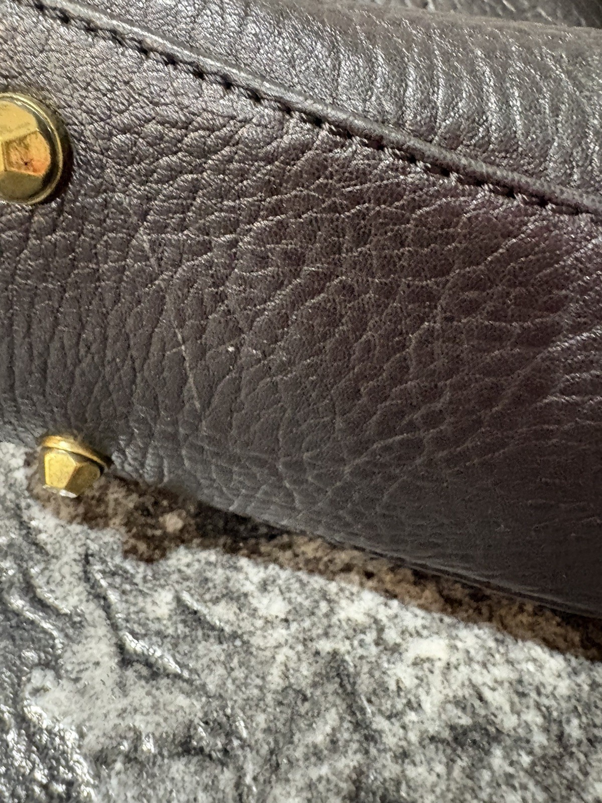 OrYany Distressed Pebbled Leather Bag Satchel Hand Bag Golden Hardware Ret $585