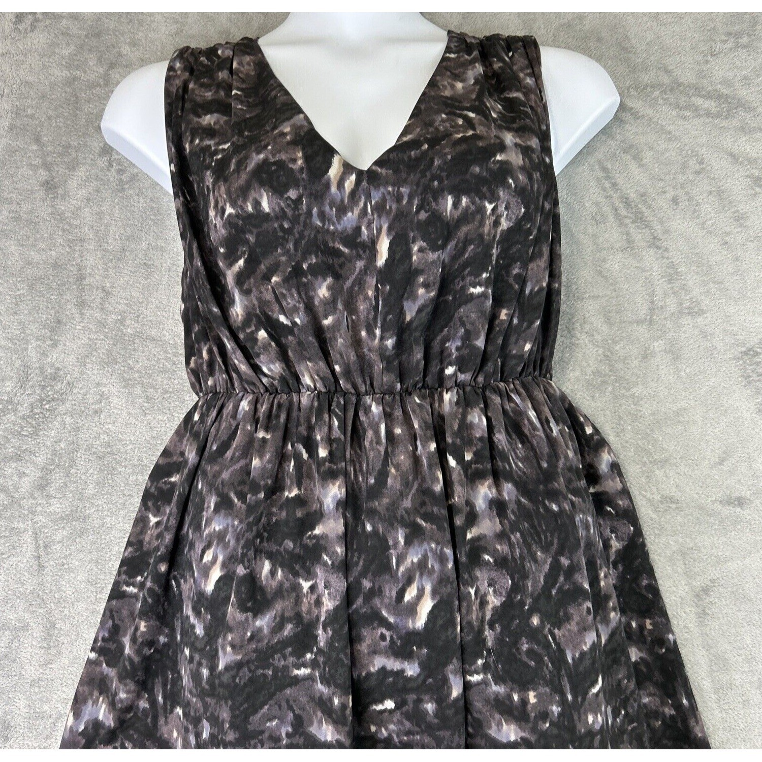 MM Couture by Miss Me Medium Black Purple Abstract Criss Cross Back Dress Party