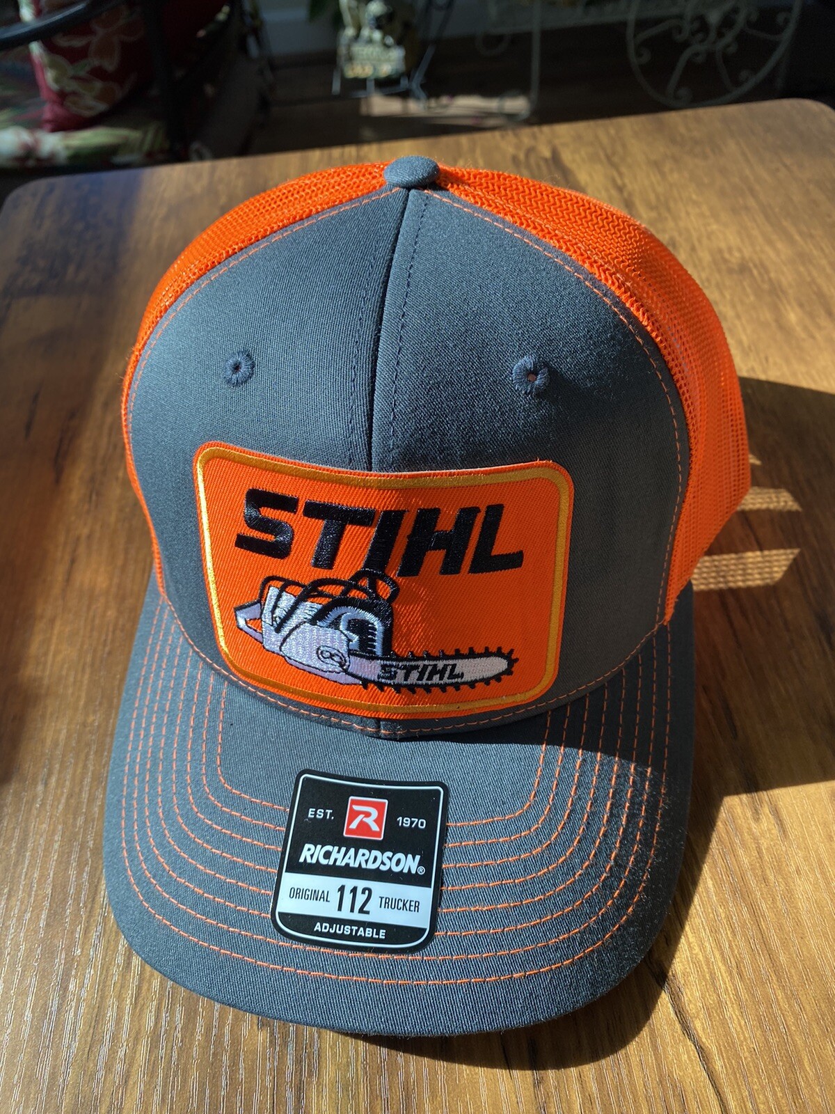 Vintage Stihl patch on Richardson 112 Snapback Trucker Hat Cap