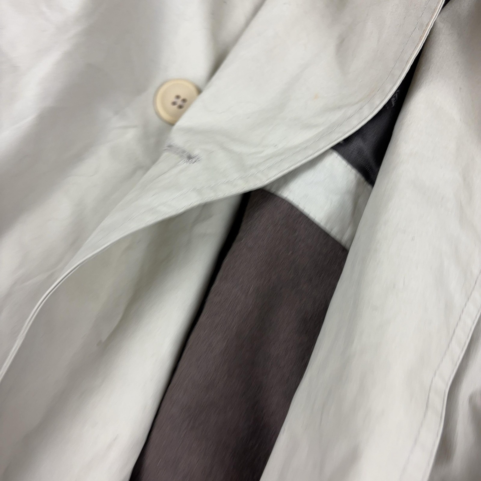 London Fog Coat Mens M Beige Trench Coat Collared Lined Pockets Cotton