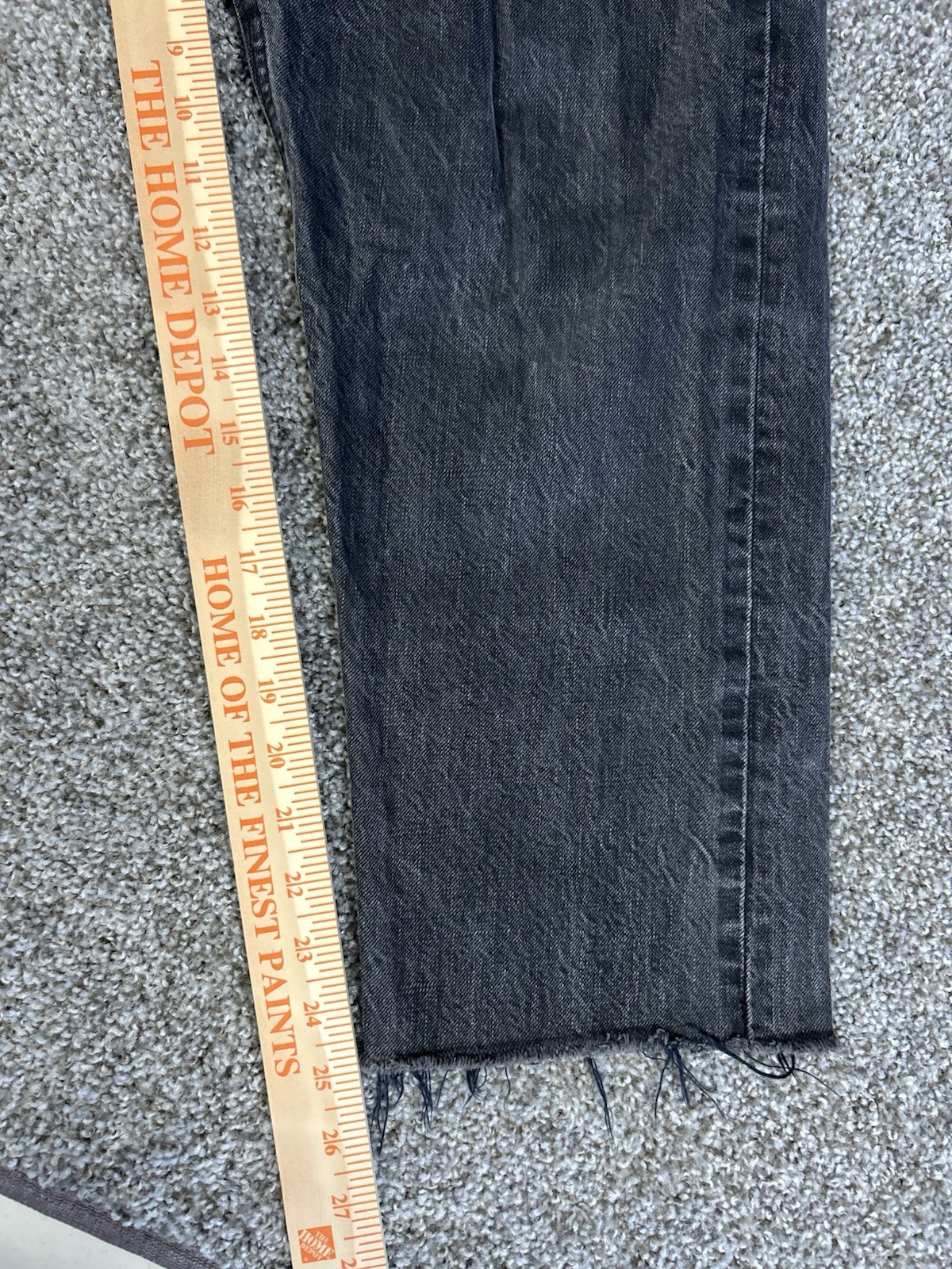 Second/Layer Frayed Hem Selvedge Denim Men’s Jeans 34 x 25 Black Washed
