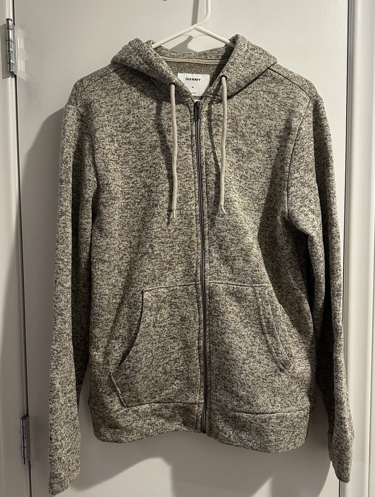 Old Navy Men’s Gray Heathered Fleece Full Zip Hooded Hoodie Pockets M