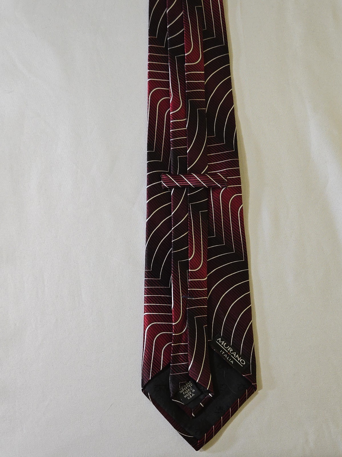 Murano Men’s Red Black White Silk Woven Geometric Abstract Tie One Size