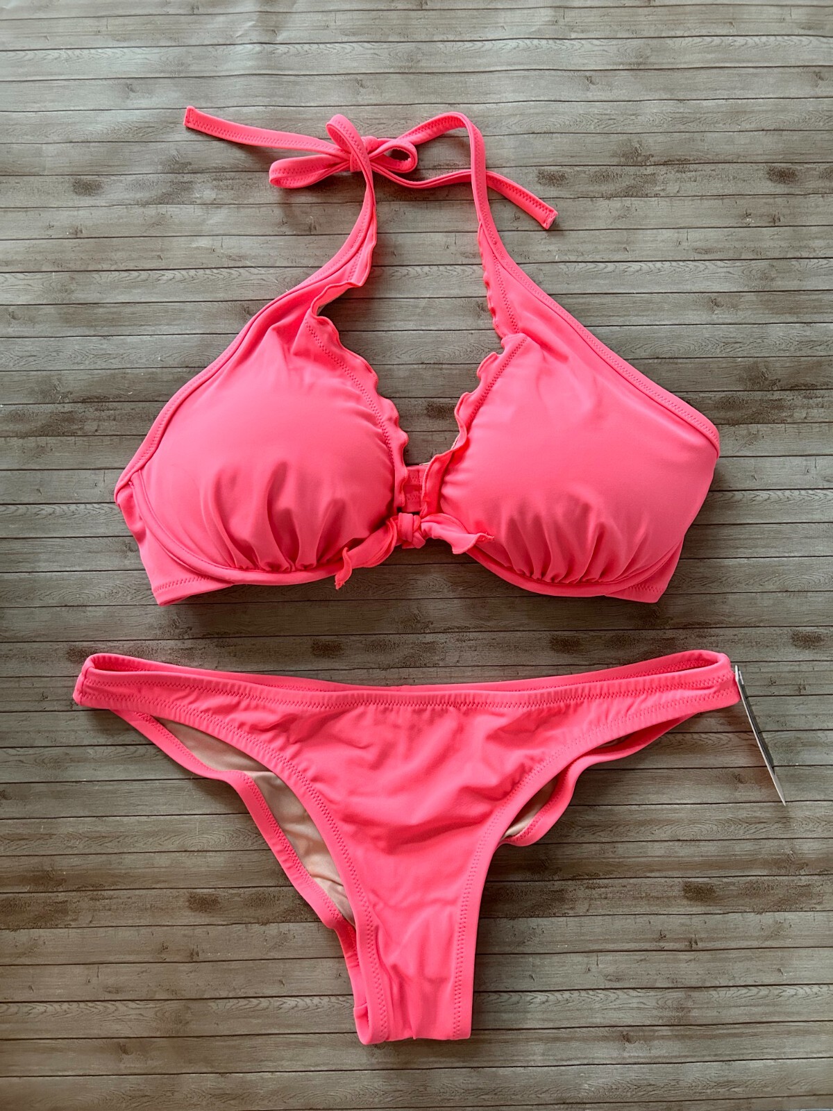 Nwt Victorias Secret Capri Ruffle Swim Bikini Top 38C & Zuma Itsy Bottom 2 Pc Lg