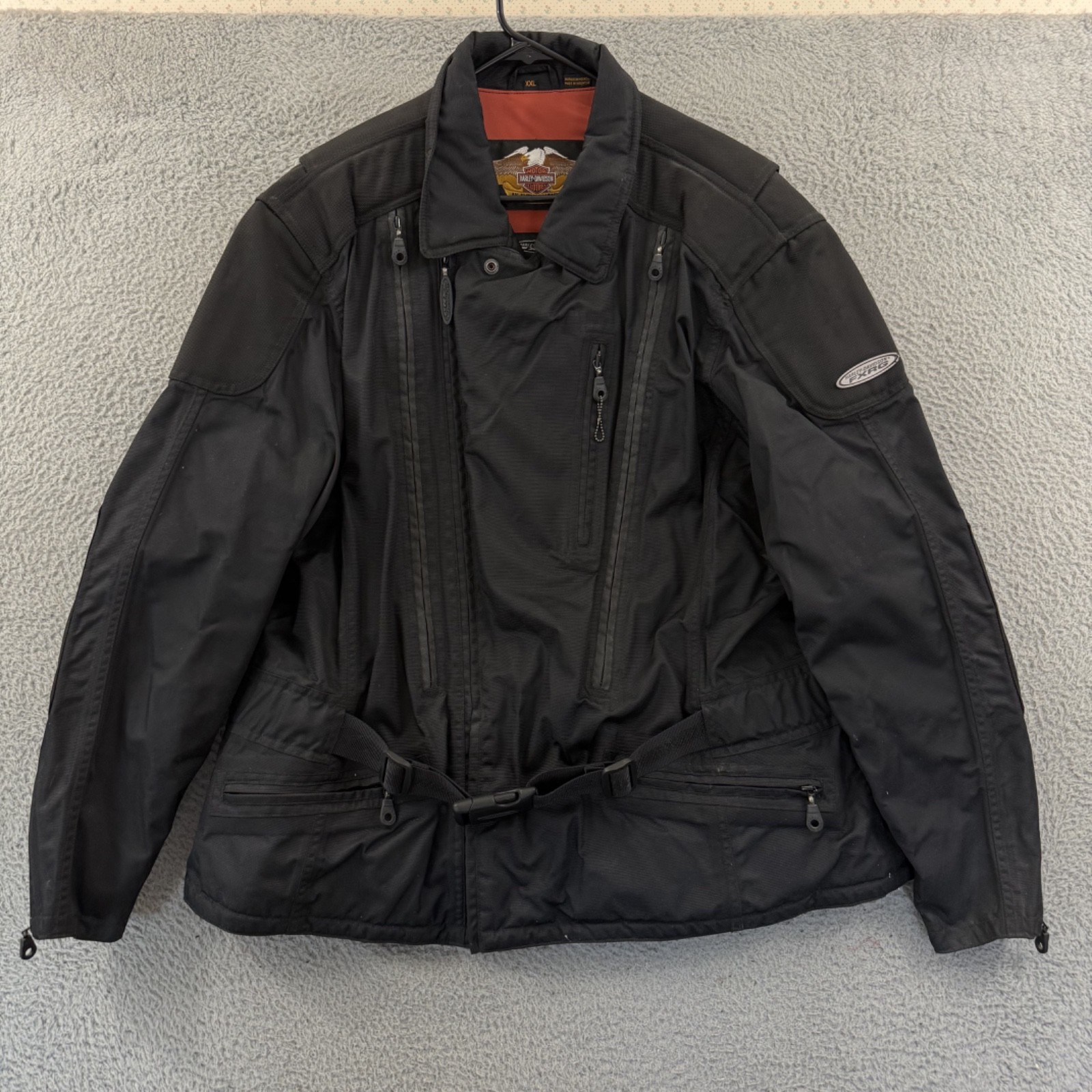 Vintage Harley Davidson FXRG Motorcycle Jacket Mens 2XL Black Biker Outdoor Zip