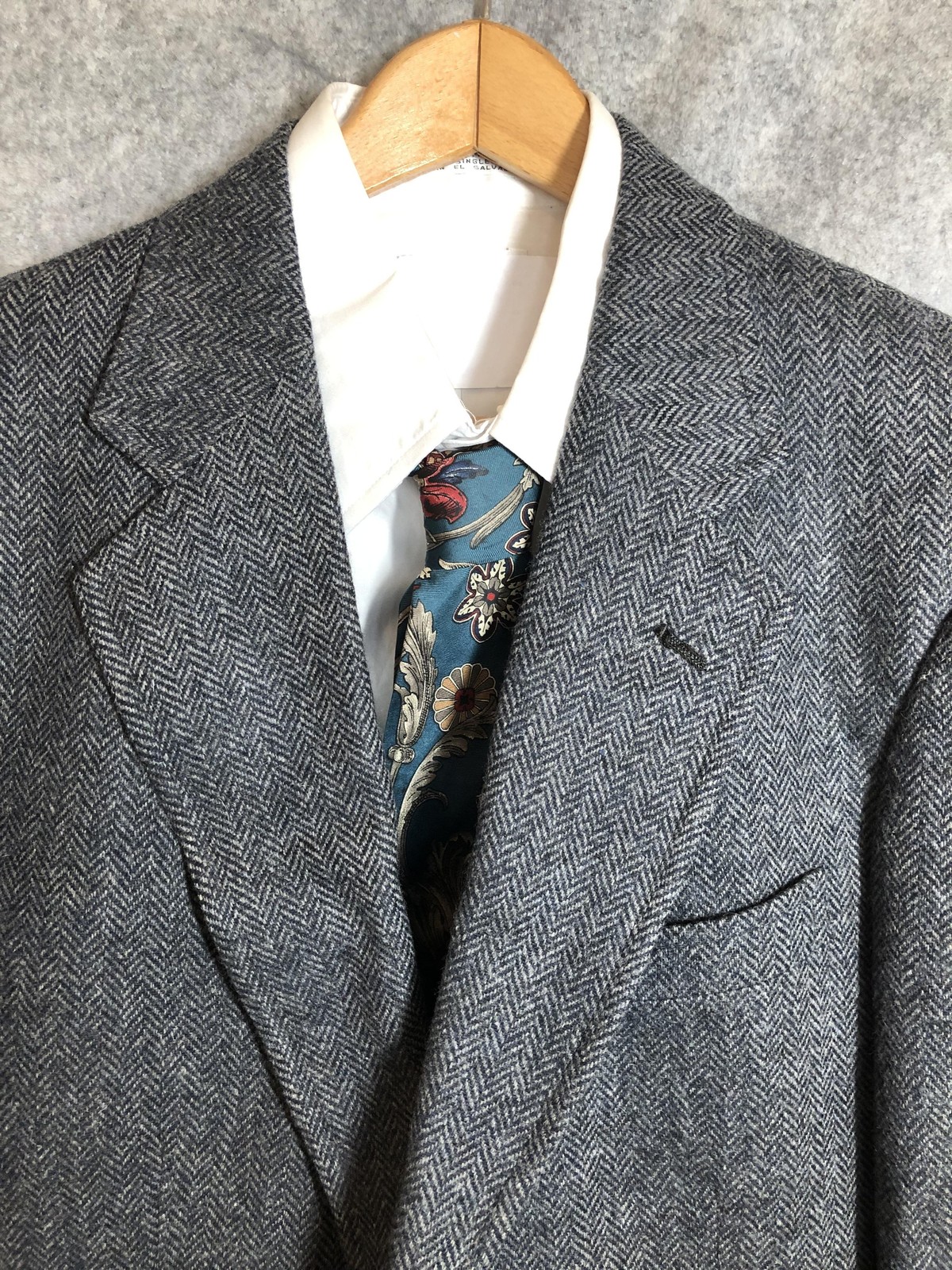 Jos. A. Bank Blazer Mens 40R Gray Wool Herringbone Tweed Sport Coat Flaw
