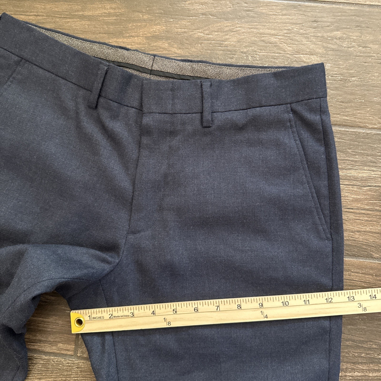 J.Crew Bowery Dress Pants Men 32×32 Blue 100% Wool Slim Flat Front Trousers