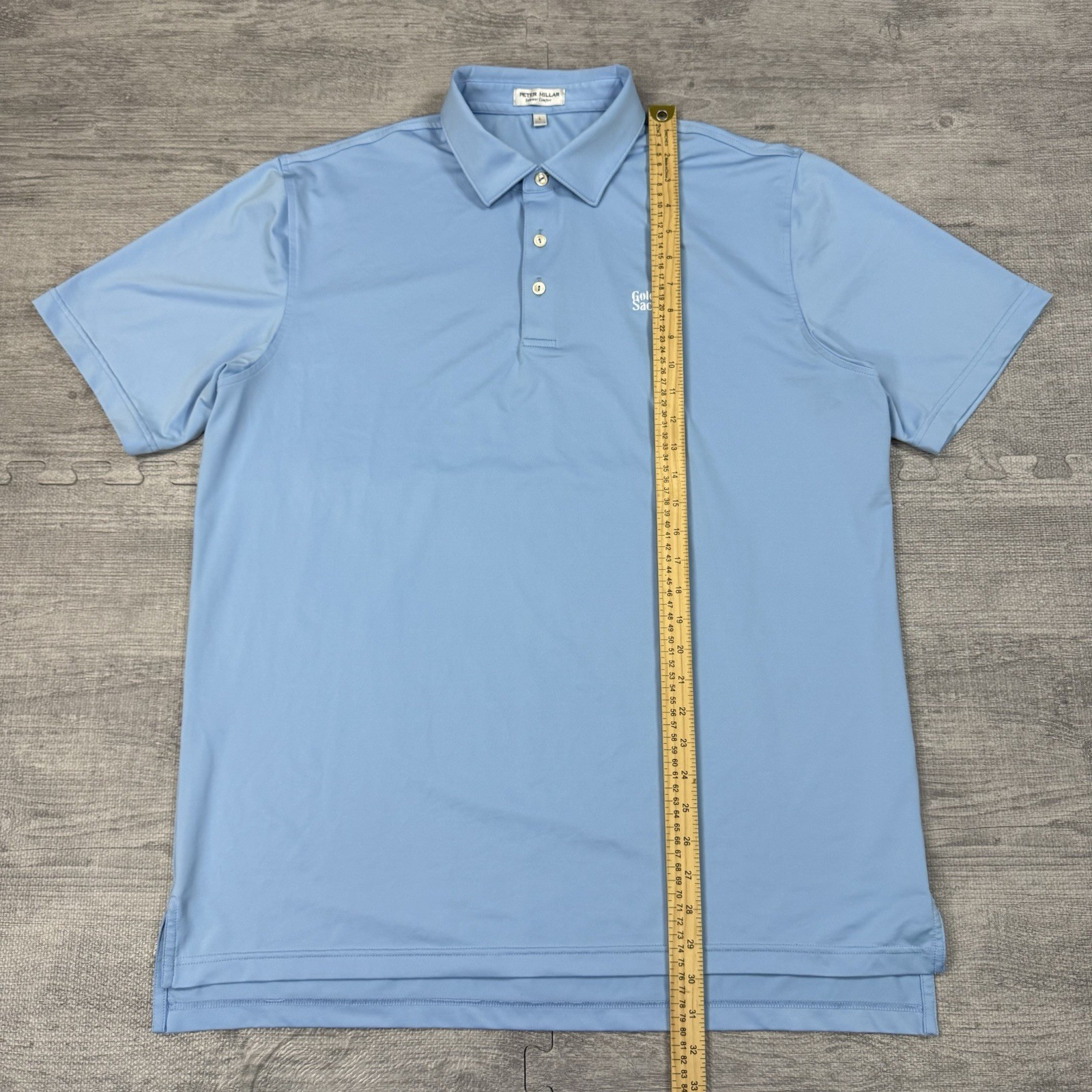 EUC Peter Millar Summer Comfort Polo Shirt Men L Solid Performance Goldman Sachs