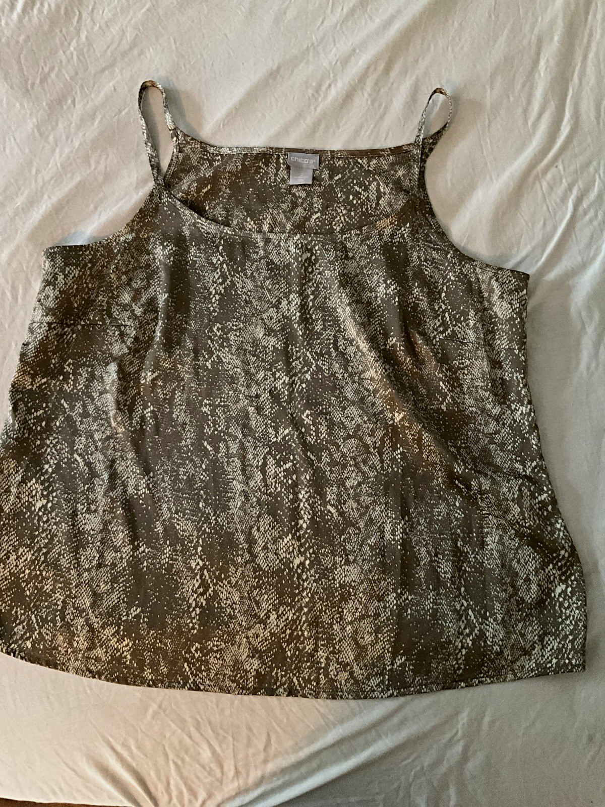 Chico’s Women’s Brown Beige Animal Print Camisole Tank Spaghetti Straps Sz 2