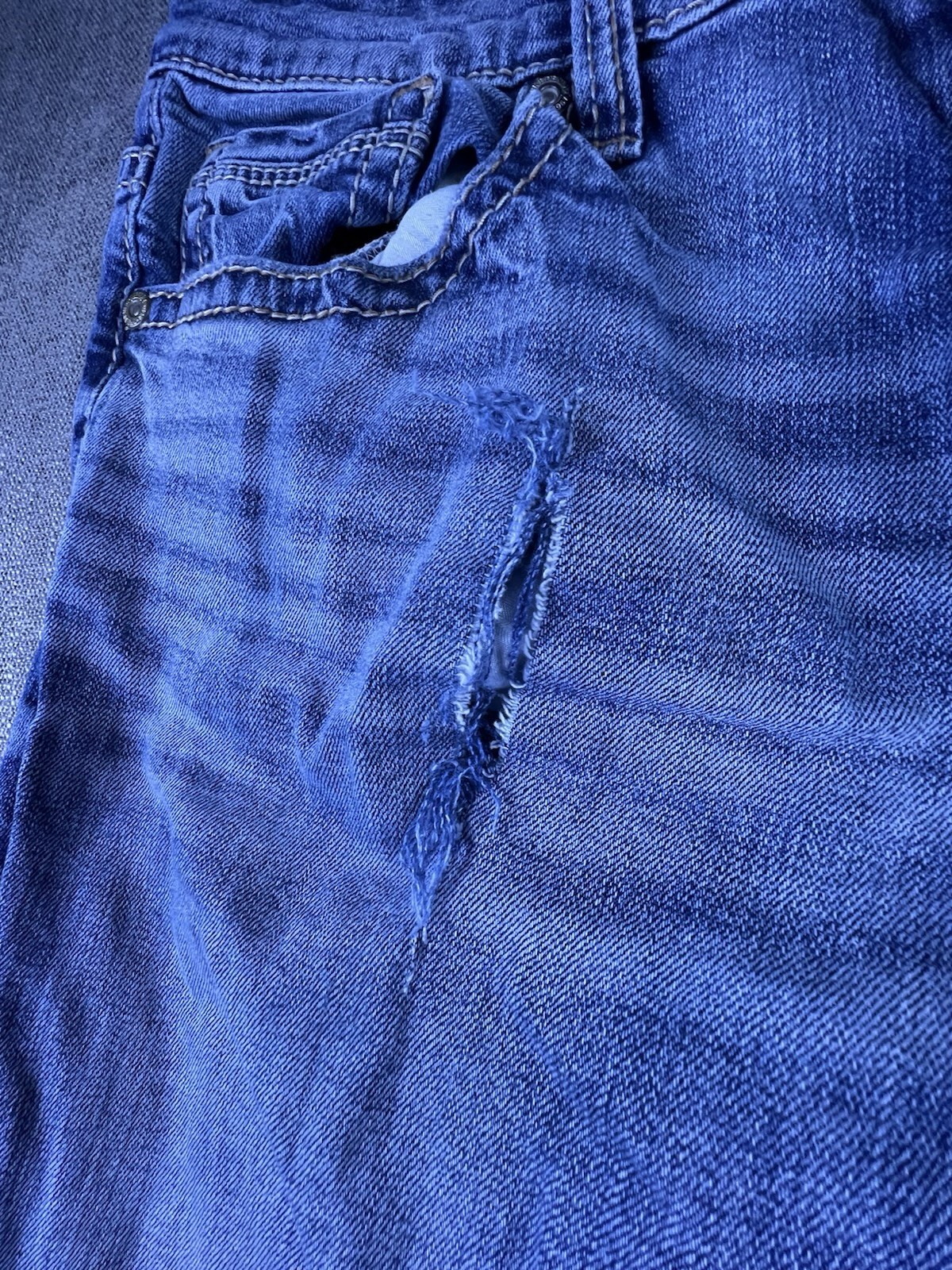 Buckle BKE Jake Jeans Men’s 33×32 Blue Distressed Embroidered Boot Cowboy Preppy