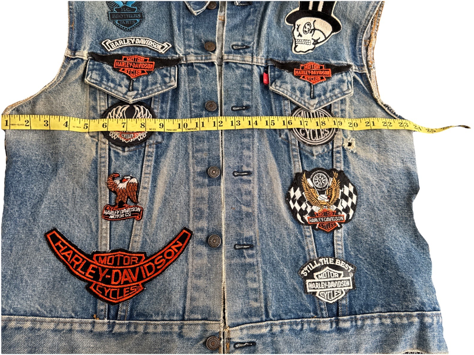 Vintage 50s-60’s Levi’s Denim Biker Vest Sleeveless w/Patches