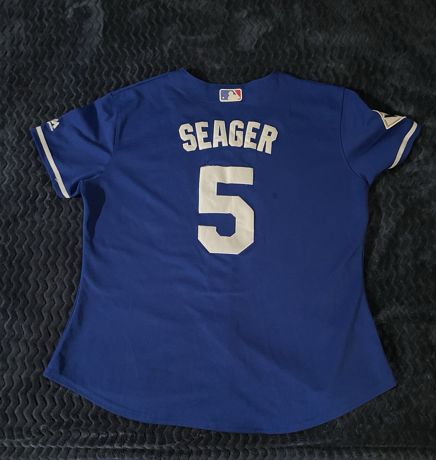 Majestic Women’s Los Angeles Dodgers World Series 17 Blue Seager Jersey XL