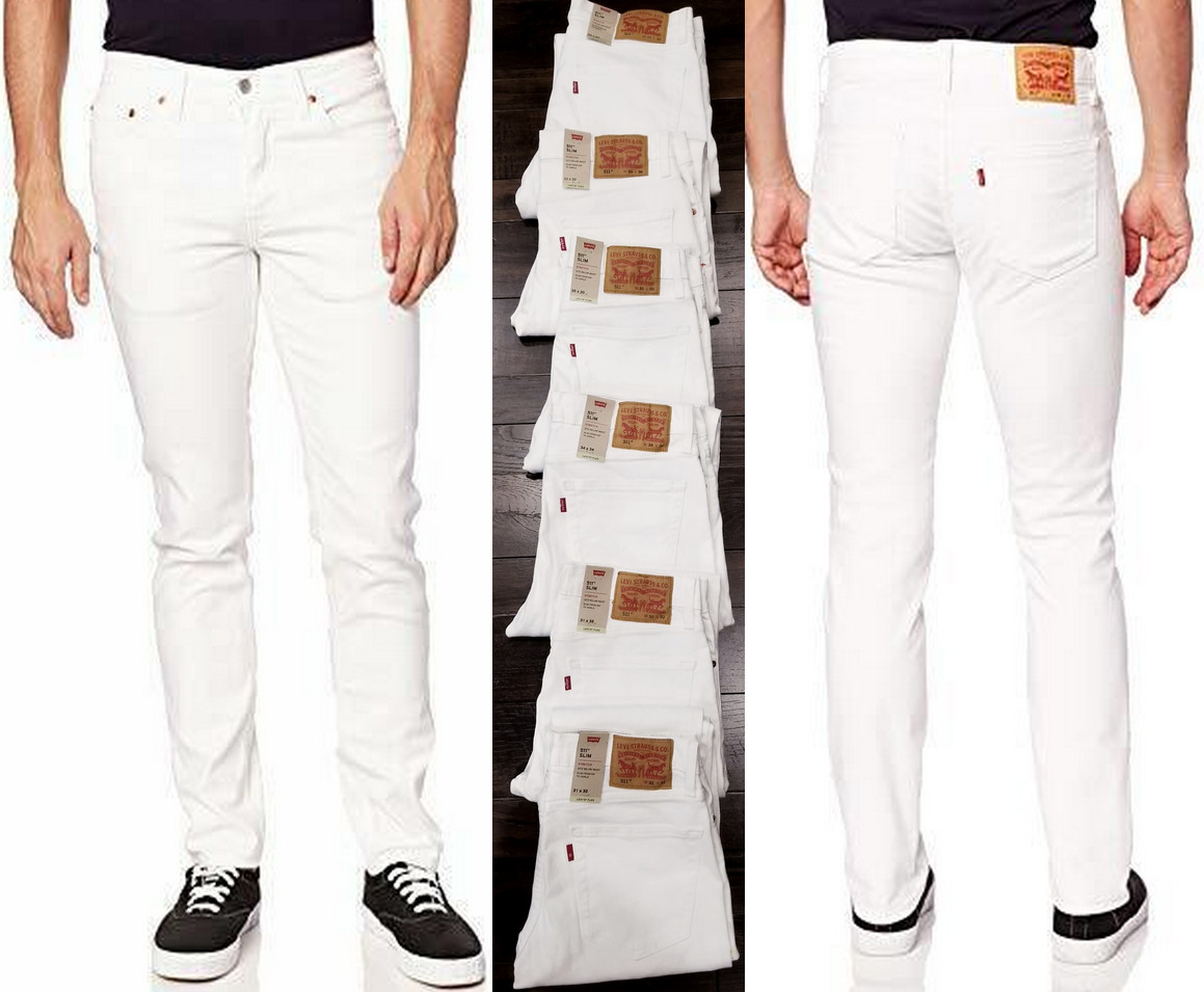 Men’s Levis Flex 511 Slim Stretch Jeans White-30, 31, 32, 33, 34, 36, 38– #1943