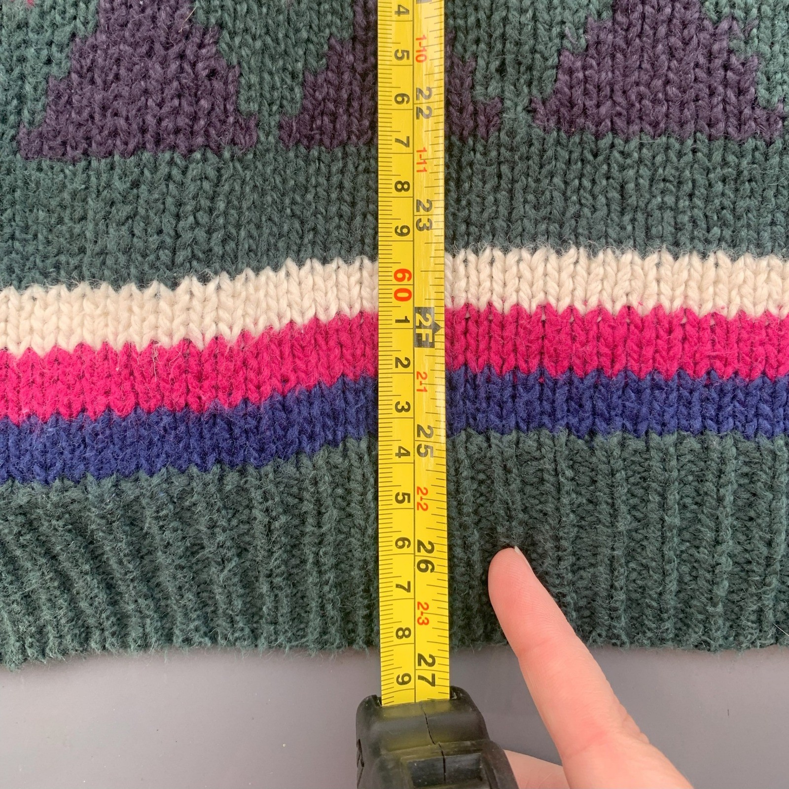 Vintage Jeanne Pierre Collection Sweater Tunic Medium Green Knit Pattern