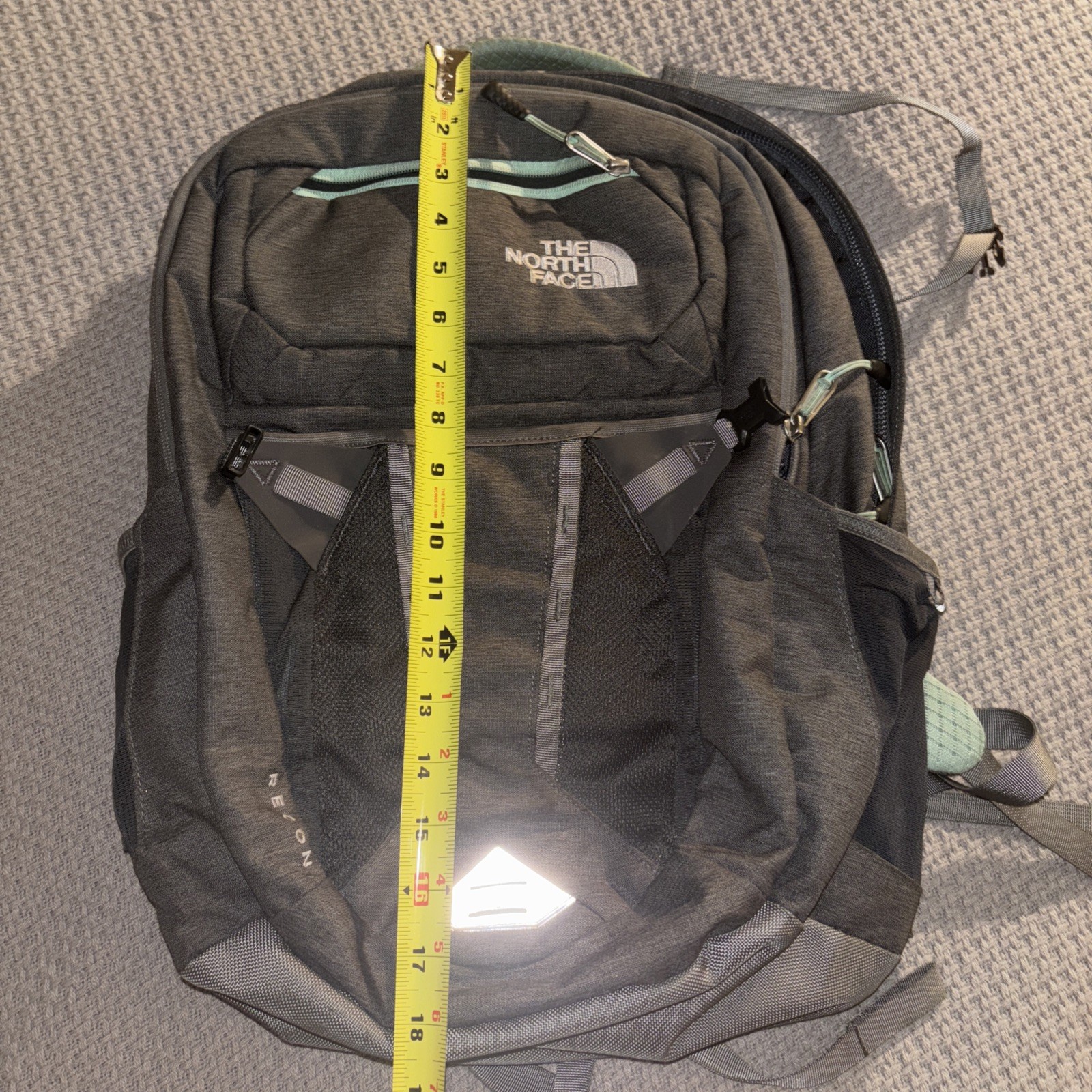 The North Face Recon Backpack grey/Teal School Travel Hiking Laptop GREAT SHAPE!