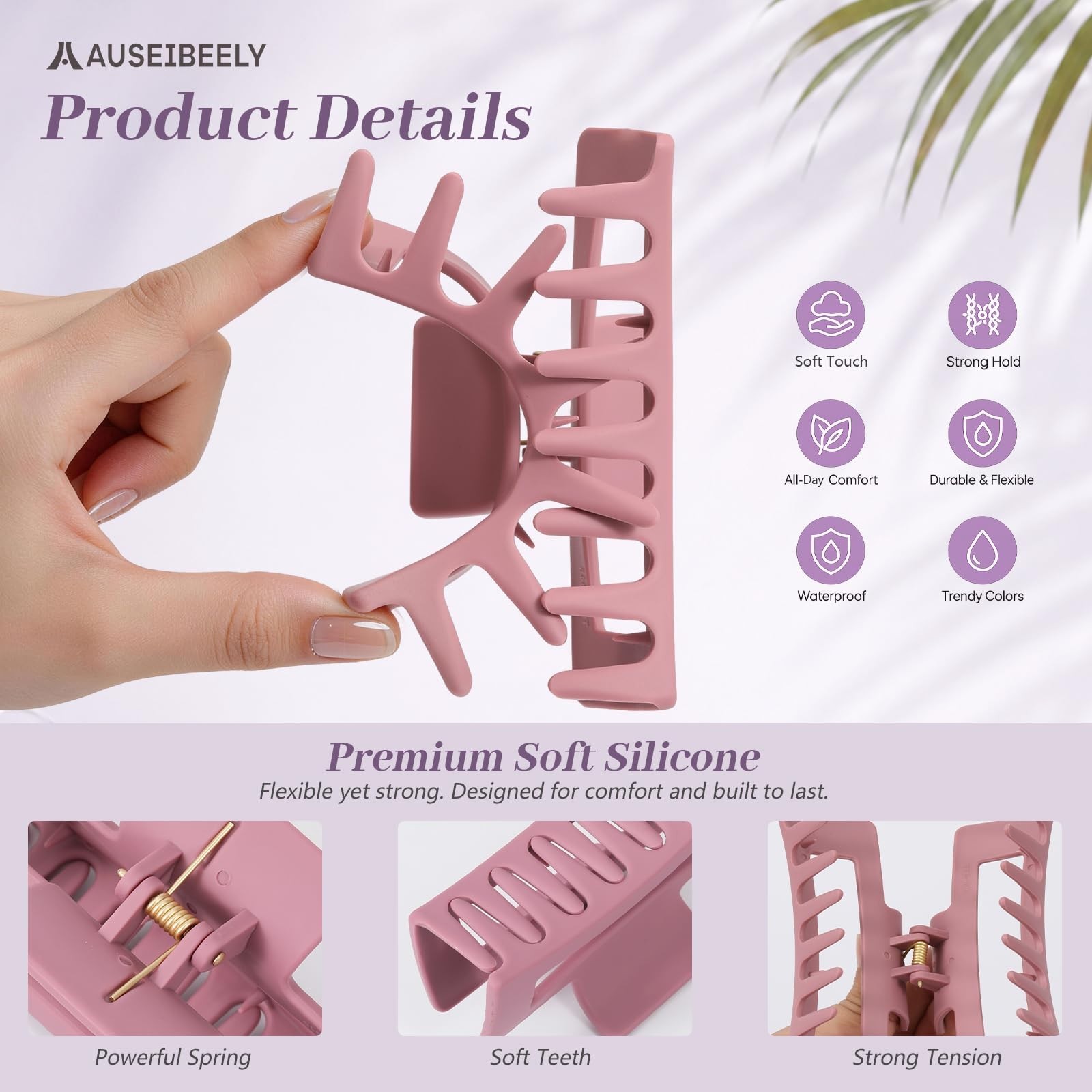 4Pcs Extra Large Cloud Claw Clips for Thick Curly Hair – Jumbo Silicone Jaw Clip