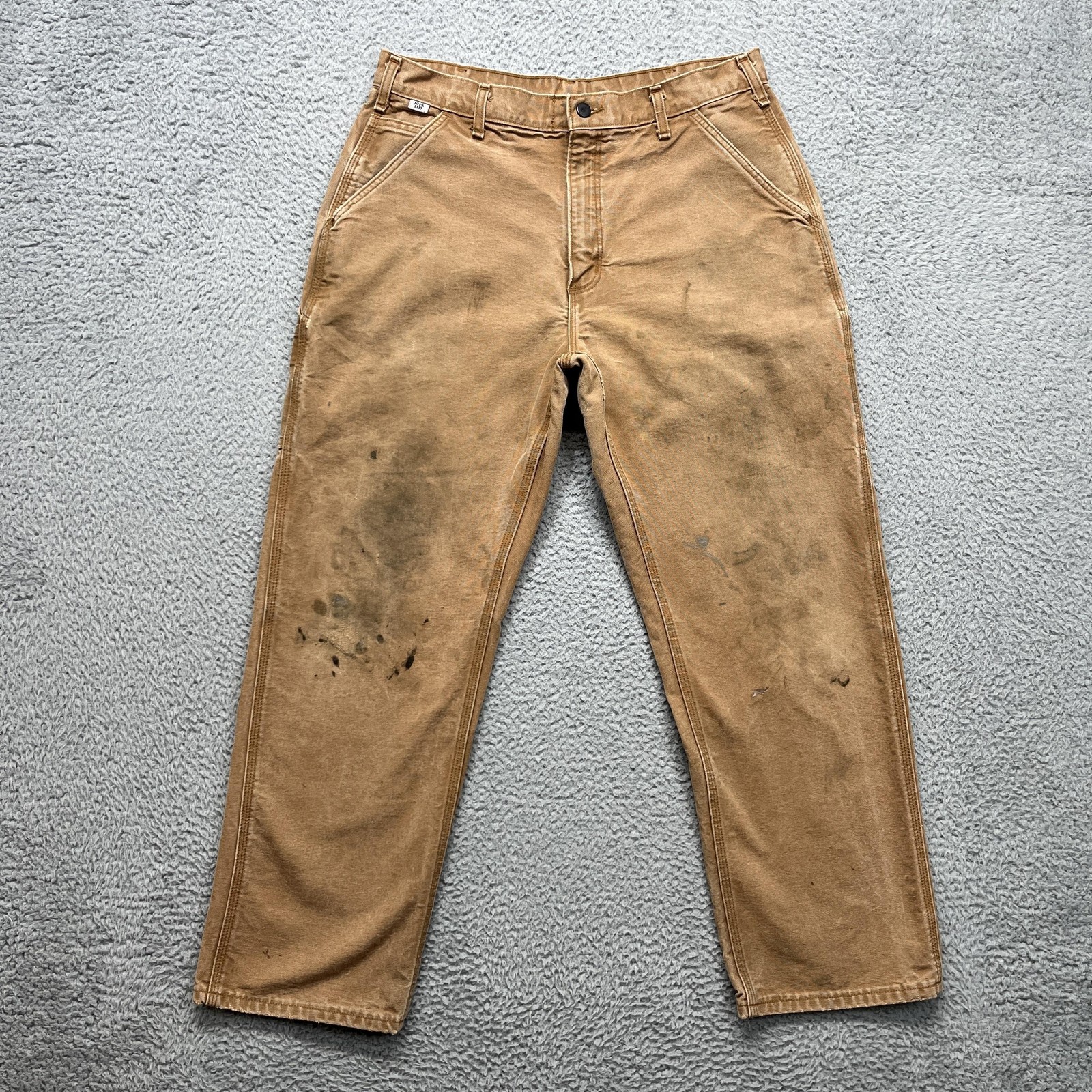 Carhartt FR Dungaree Fit Carpenter Pants Mens 36×30 Brown Canvas FRB229 Work