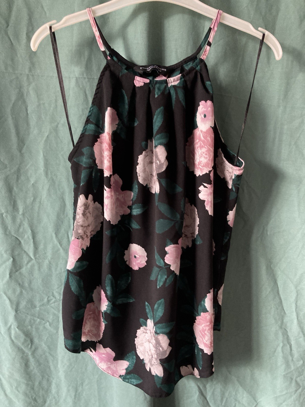 Ladies Set 2 Cami Tops Silky Black Pink Rose / Red White Floral Size 10 BNWOT
