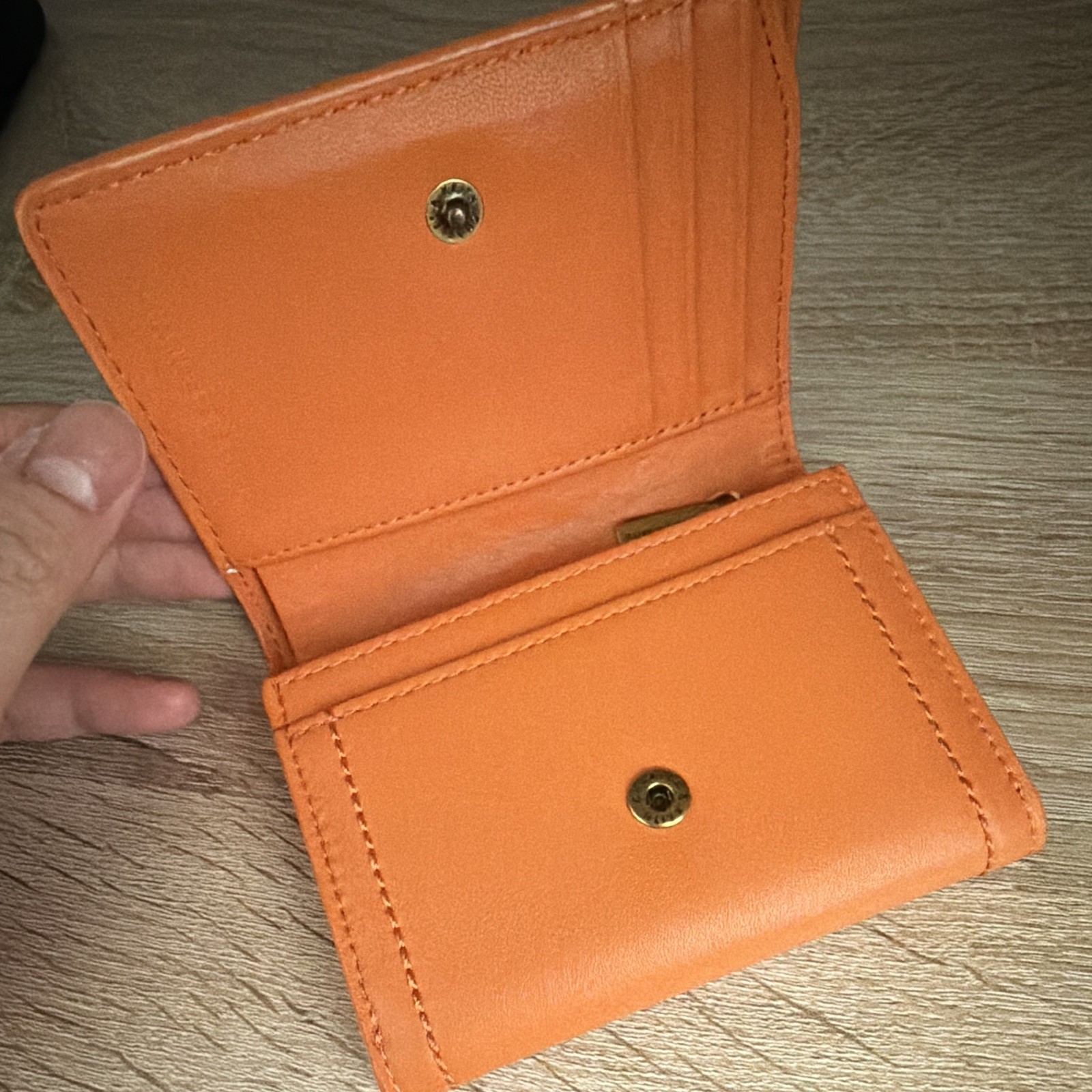 CHARLES & KEITH Orange Women’s Wallet Folding Snap Closure Zip Coin Pocket