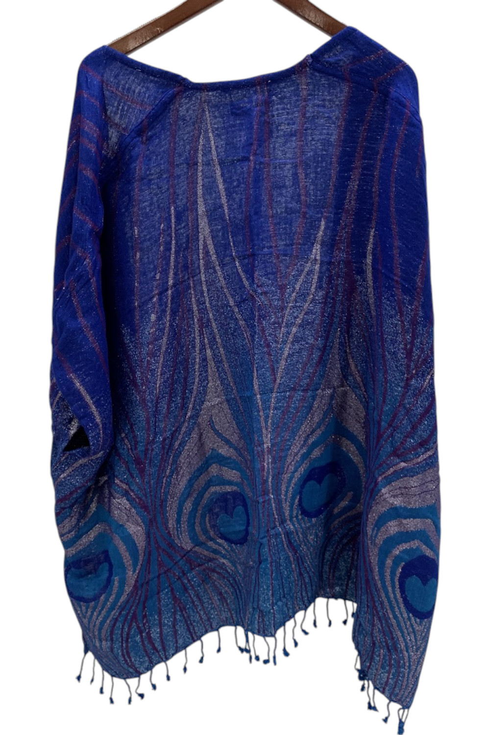 Colleen Lopez Women’s Reversible Floral Printed Kimono Topper Blu/Pur
