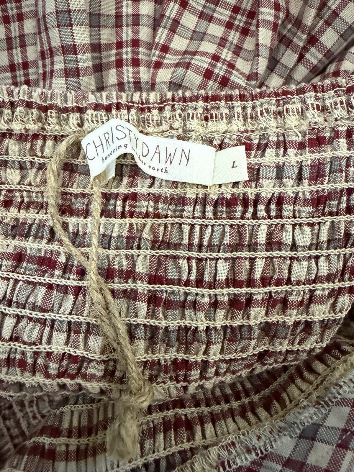 NWOT Christy Dawn The Katrina Dress Ruby Red Plaid Large Cottage Prairie