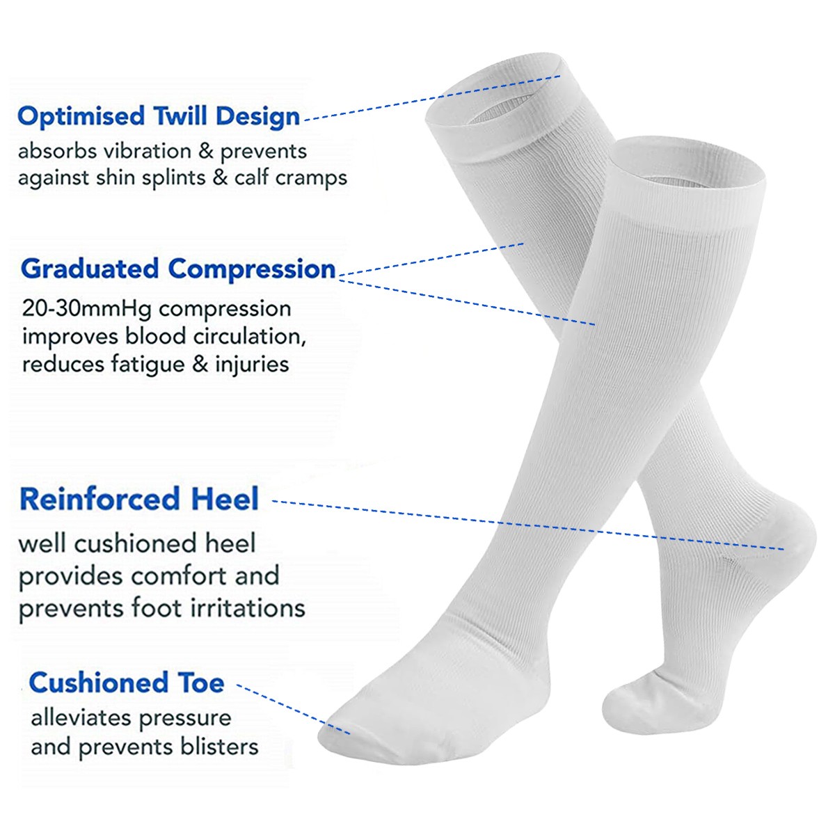 6 Pairs Copper Compression Socks 15-20mmHg Graduated Support Mens Womens S-XXL