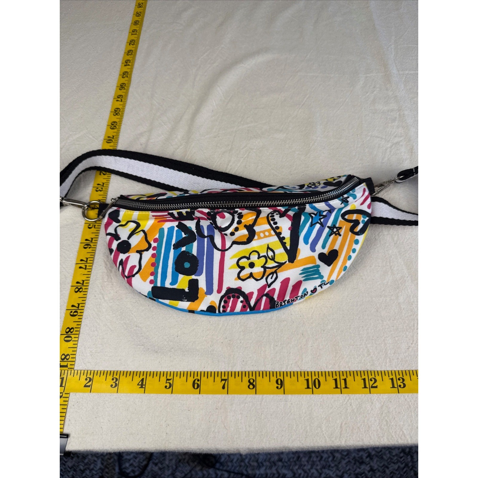 Brighton Shoulder Bag Womens Small Multicolor Pop Art Graffiti Love Heart Floral