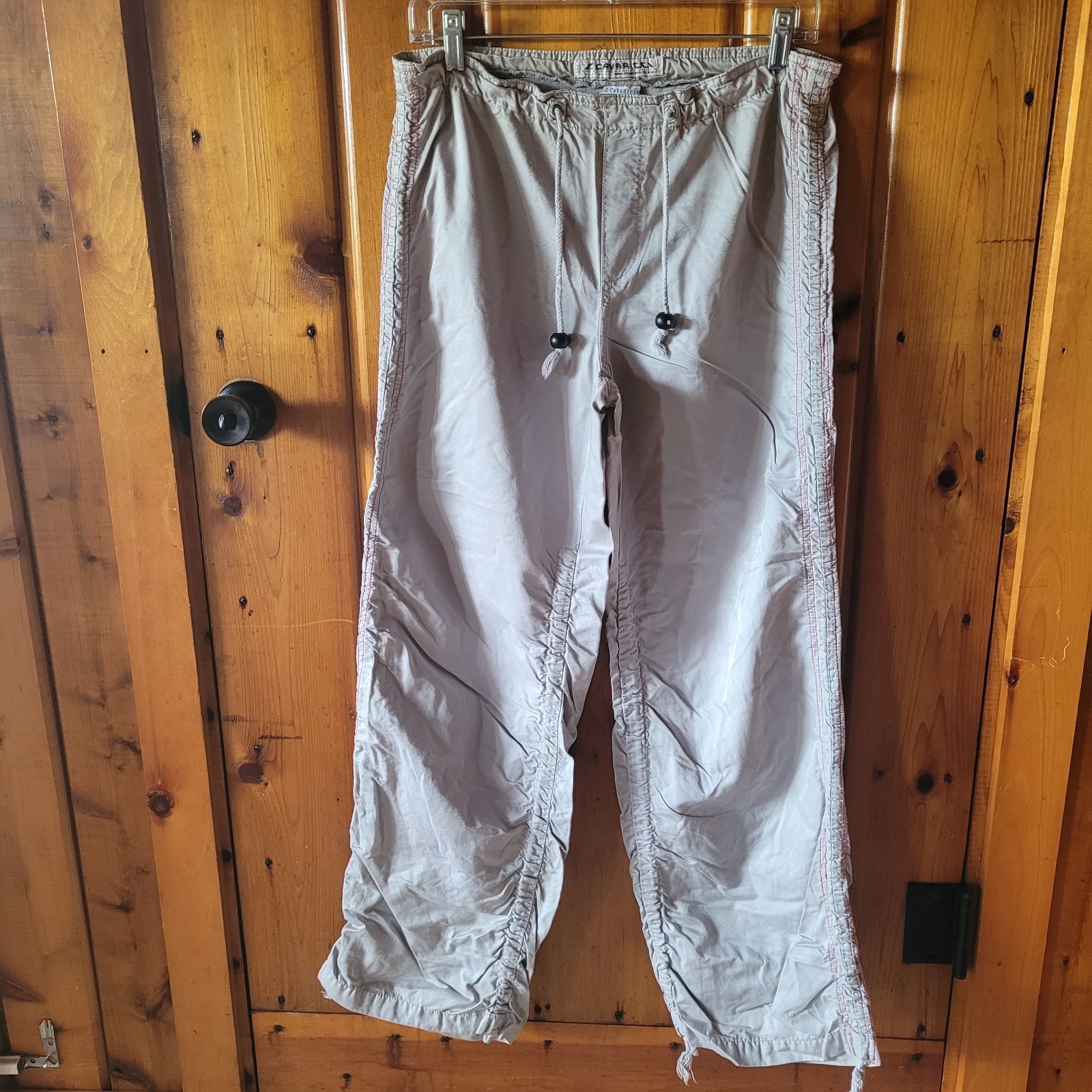 Z. Cavaricci Women’s Gray Track Pants Size S Drawstring Elastic Waist Ankle Zip