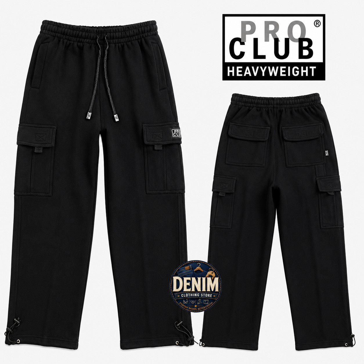 Pro Club Men’s Heavyweight Track Fleece Cargo Pants Sweatpants S~7XL