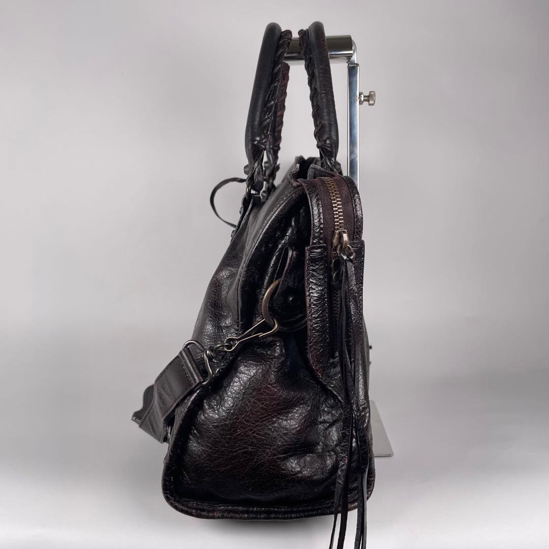 Balenciaga 2Way Leather Handbag Shoulder Bag Brown size 14.2×9.8×5.5 inches
